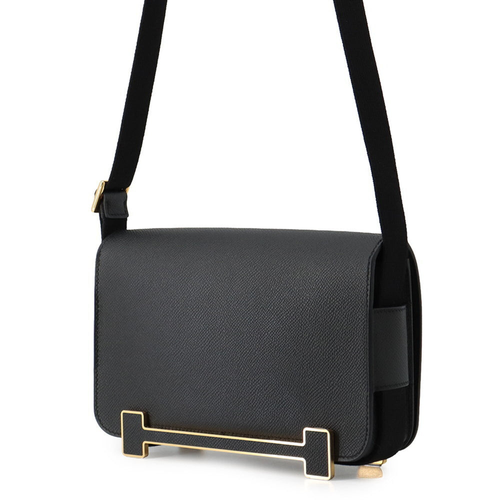Hermes Shoulder Bag Geta Black Epsom Leather G Stamp HERMES Handbag — Like New