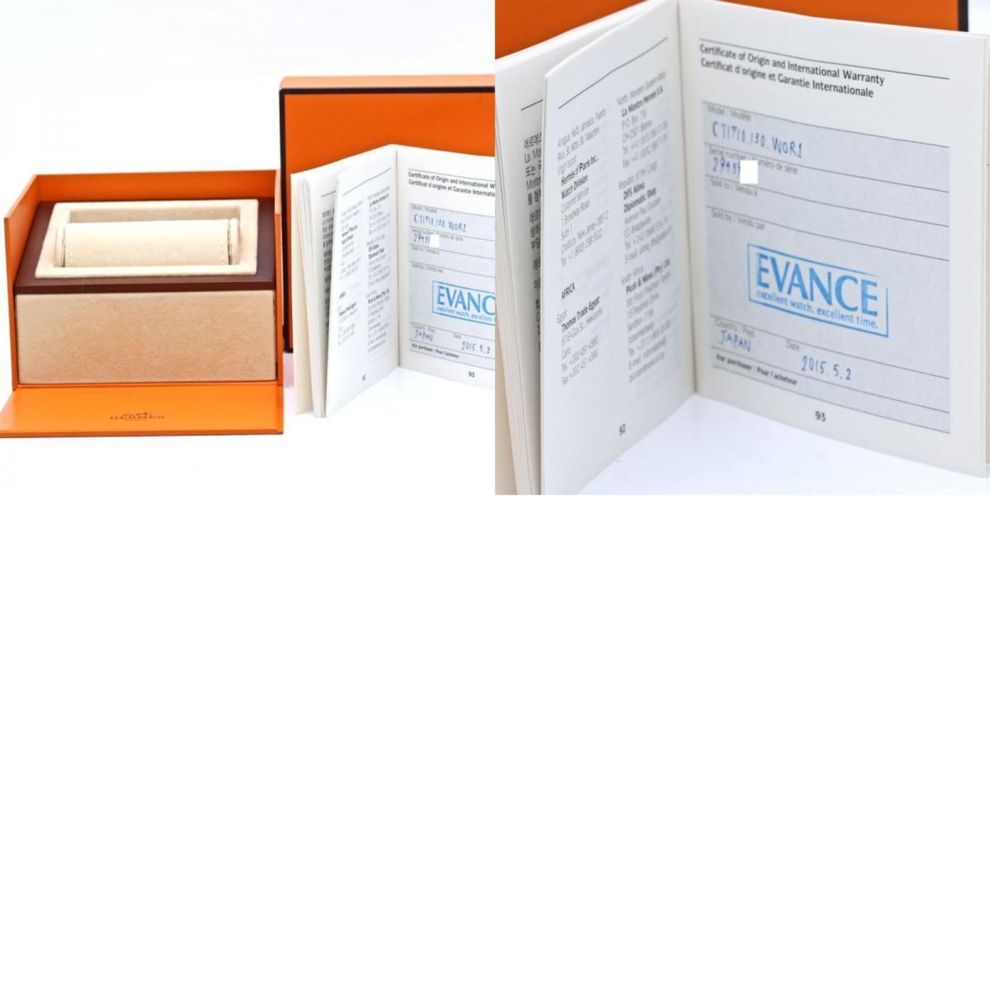 HERMES Cape Cod Tonneau Double Tour CT1.710.130.W0R1 Men's Watch SS x Swift 40575 — Very Good