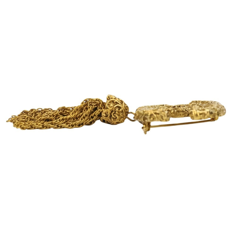 93A CHANEL Vintage Coco Mark Tassel Brooch, Gold, Women's — Like New