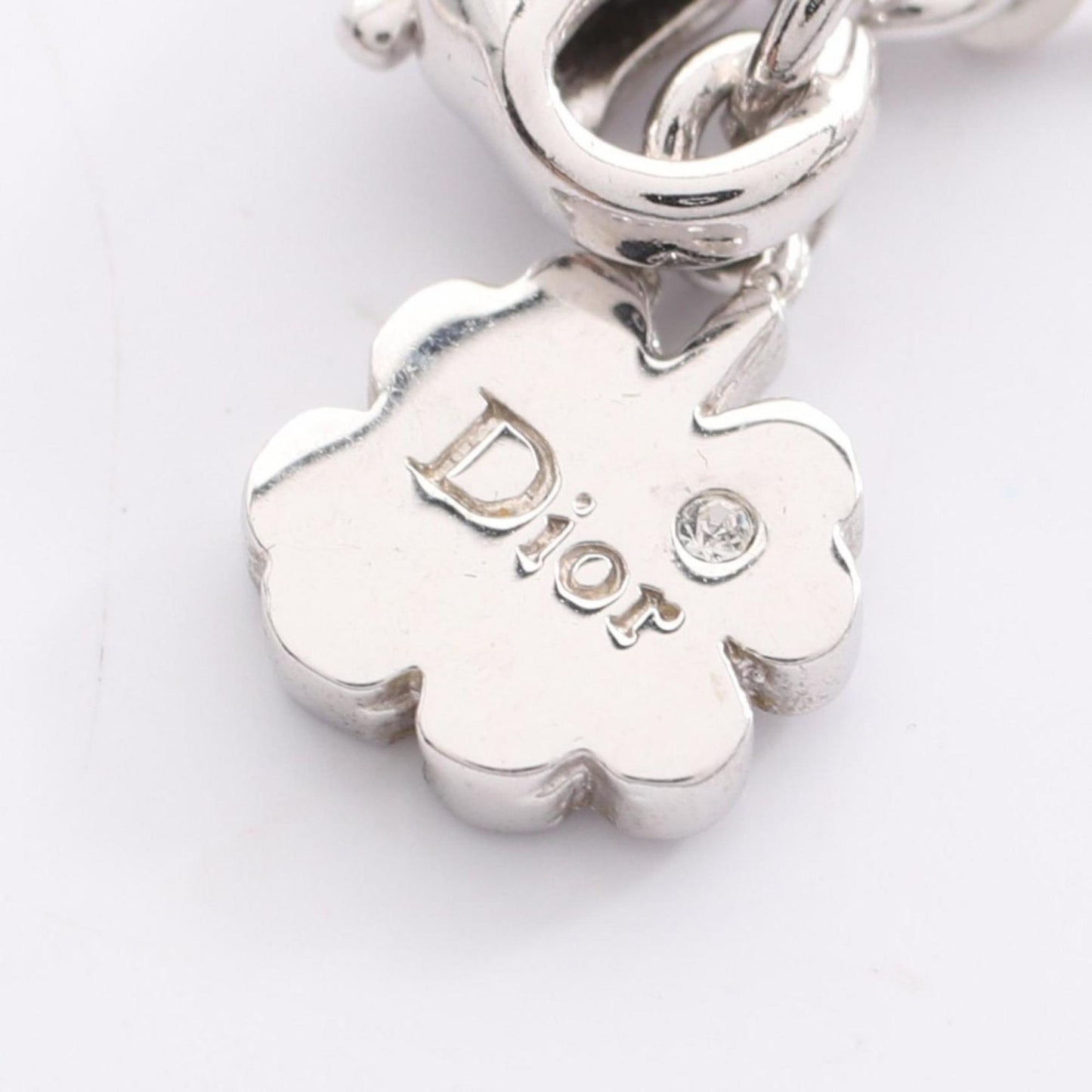 Christian Dior Dior Logo Heart Necklace Jewelry Stainless Steel Rhinestones Women's Silver and Clear