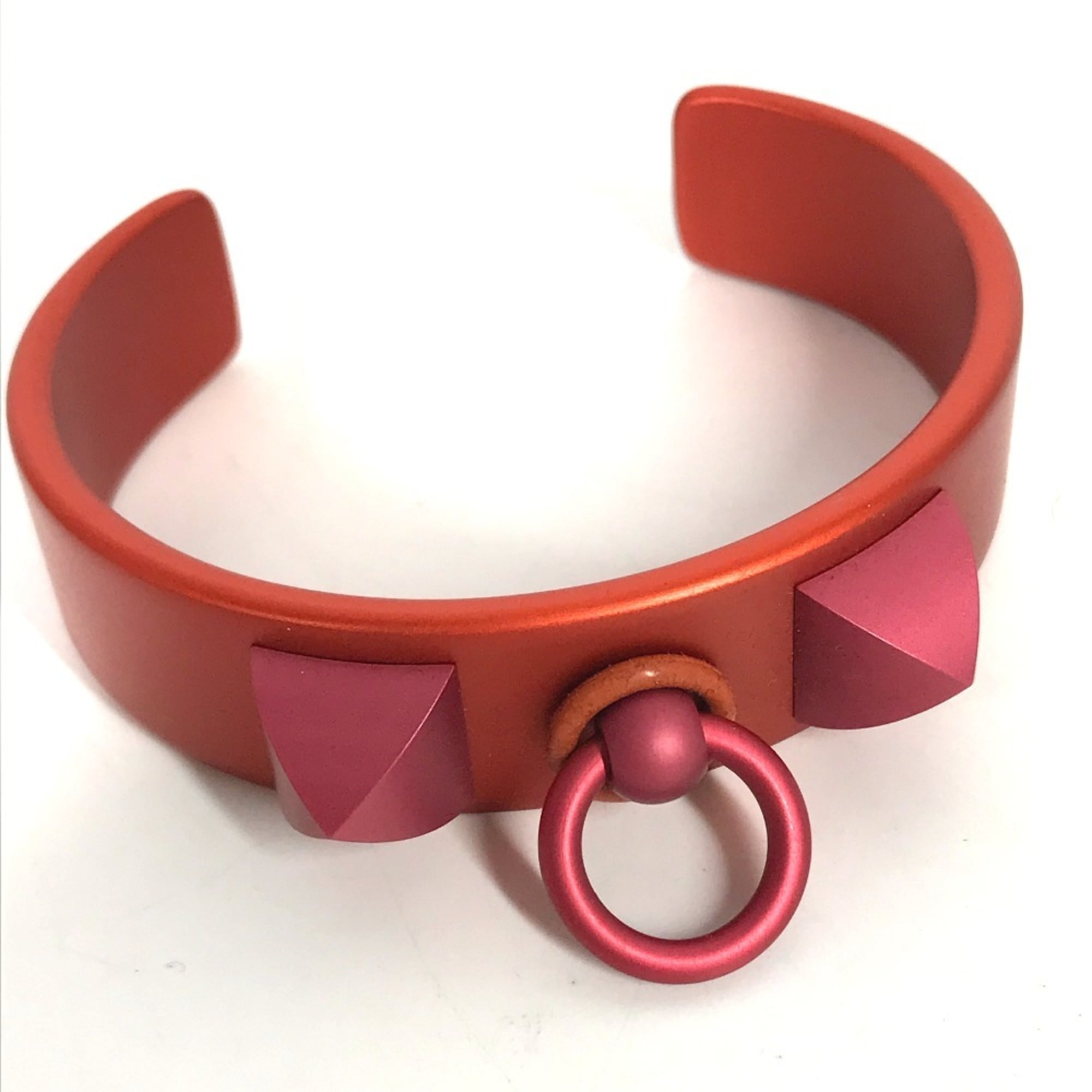 HERMES Collier de Chien Medor Sunset Bracelet Bangle, Aluminum, Women's, Orange, Like New — Like New