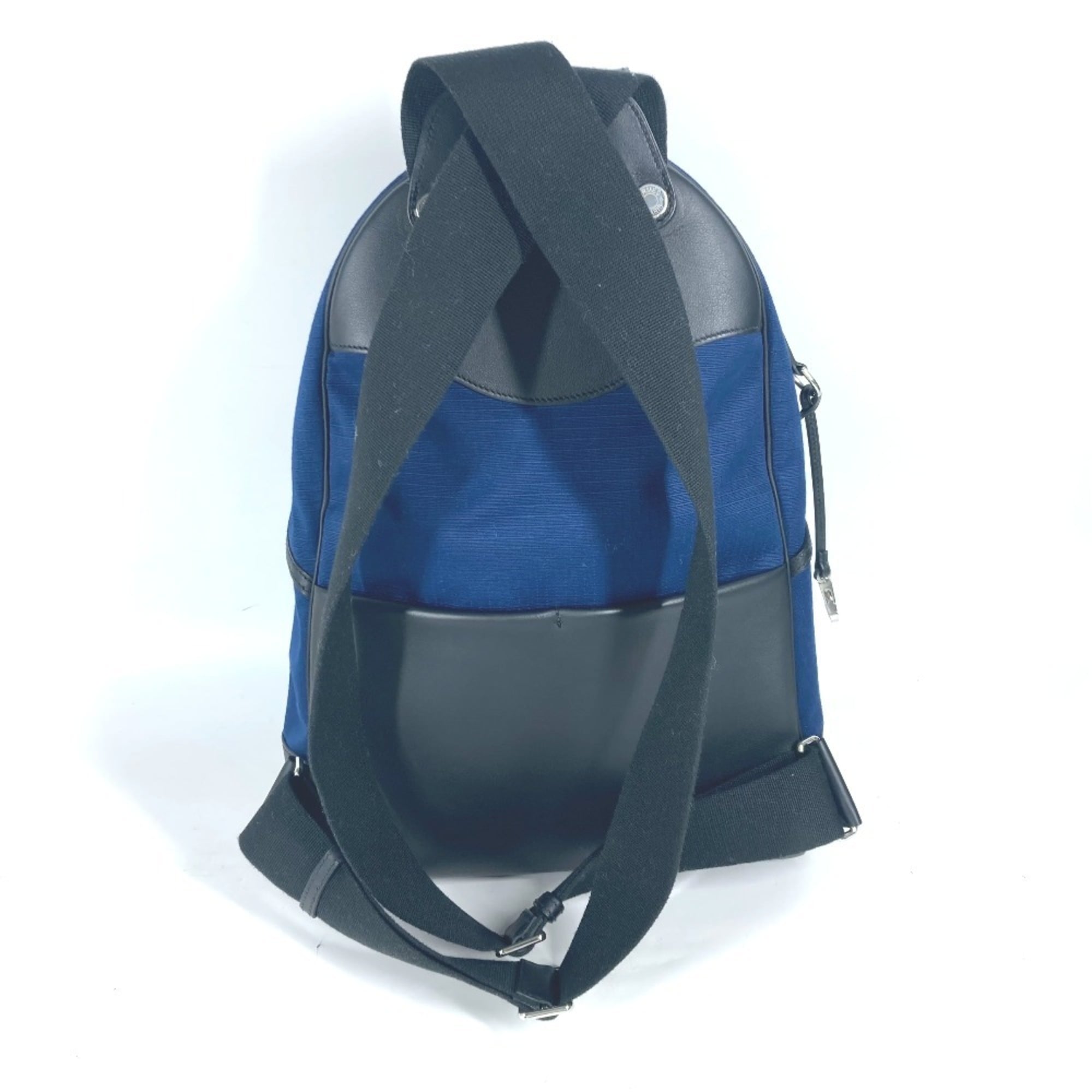 HERMES H Sac Addo All Back Backpack Bicolor Rucksack Leather Canvas Men's Blue E-241127-5 — Like New