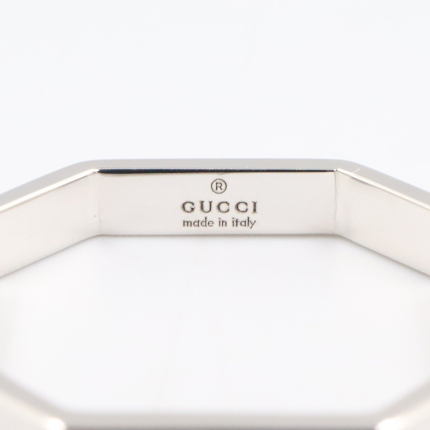Gucci Octagon Ring, 18K White Gold (K18WG) for Women, Silver