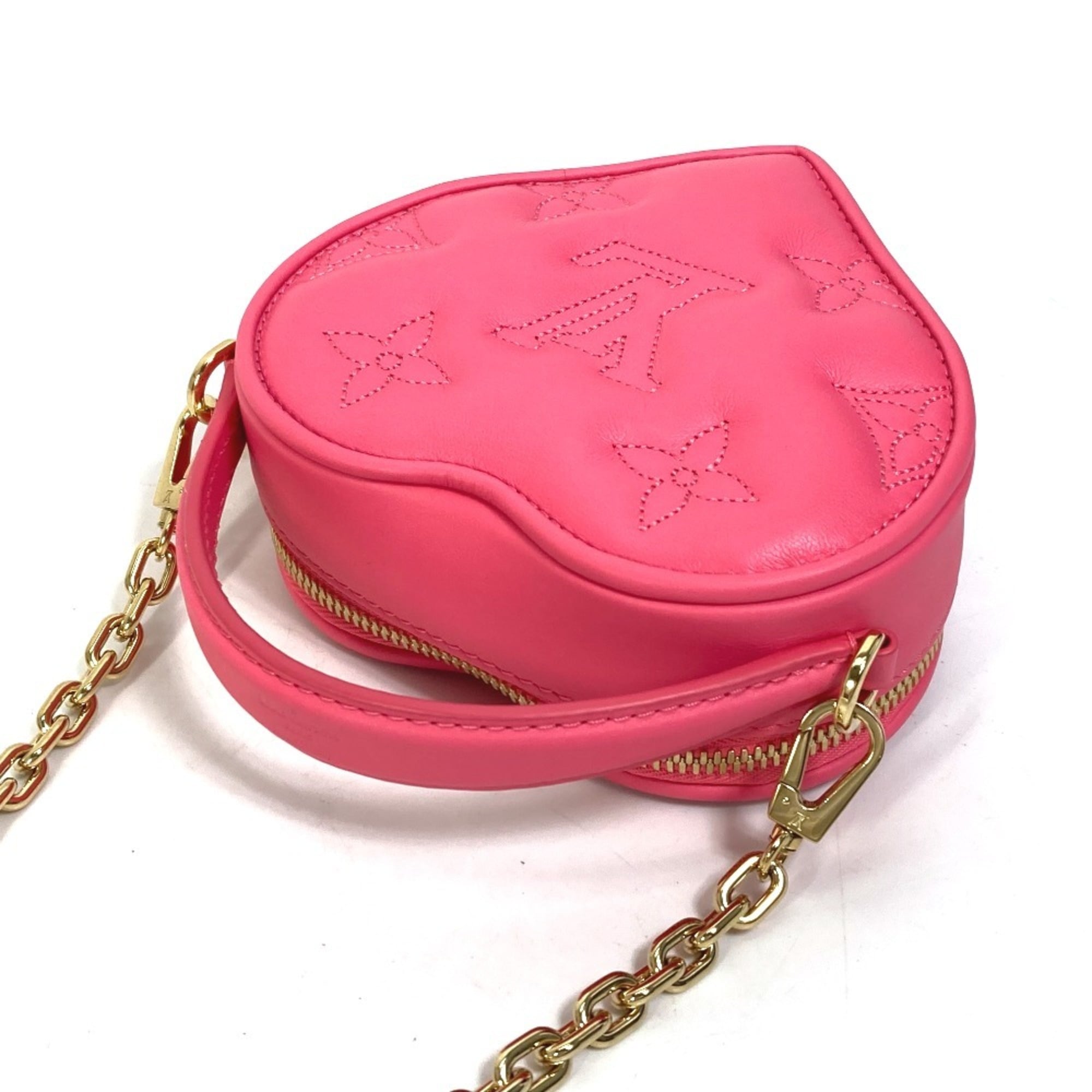 LOUIS VUITTON M81893 Monogram Bubblegram Pop My Heart Pouch Chain 2-Way Bag Handbag/Shoulder Leather Women's Dragon Fruit Pink Like New — Like New