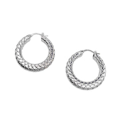 BOTTEGA VENETA Intrecciato Round Earrings, SV925 Silver, Men's & Women's — Like New