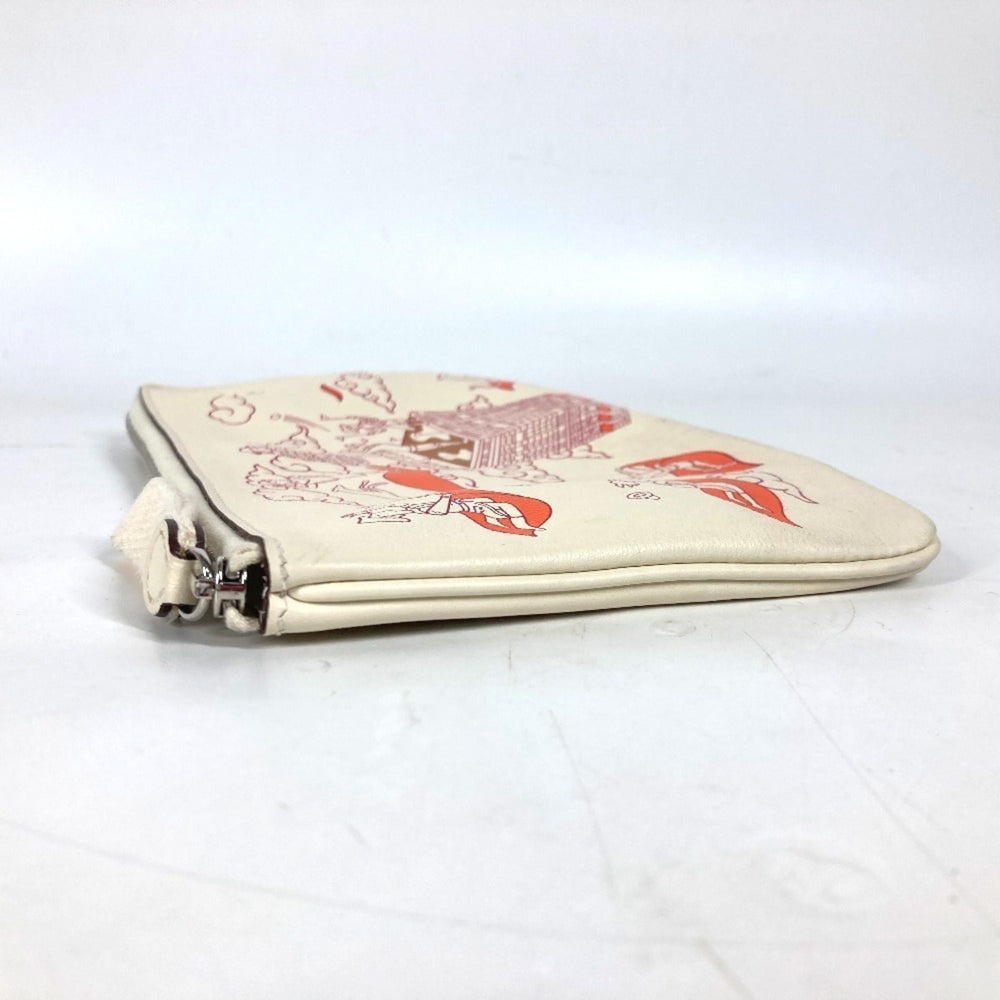HERMES Hermes Carre Pocket Long Accessory Case Flat Pouch Bag Clutch Leather Women's Ivory — Like New