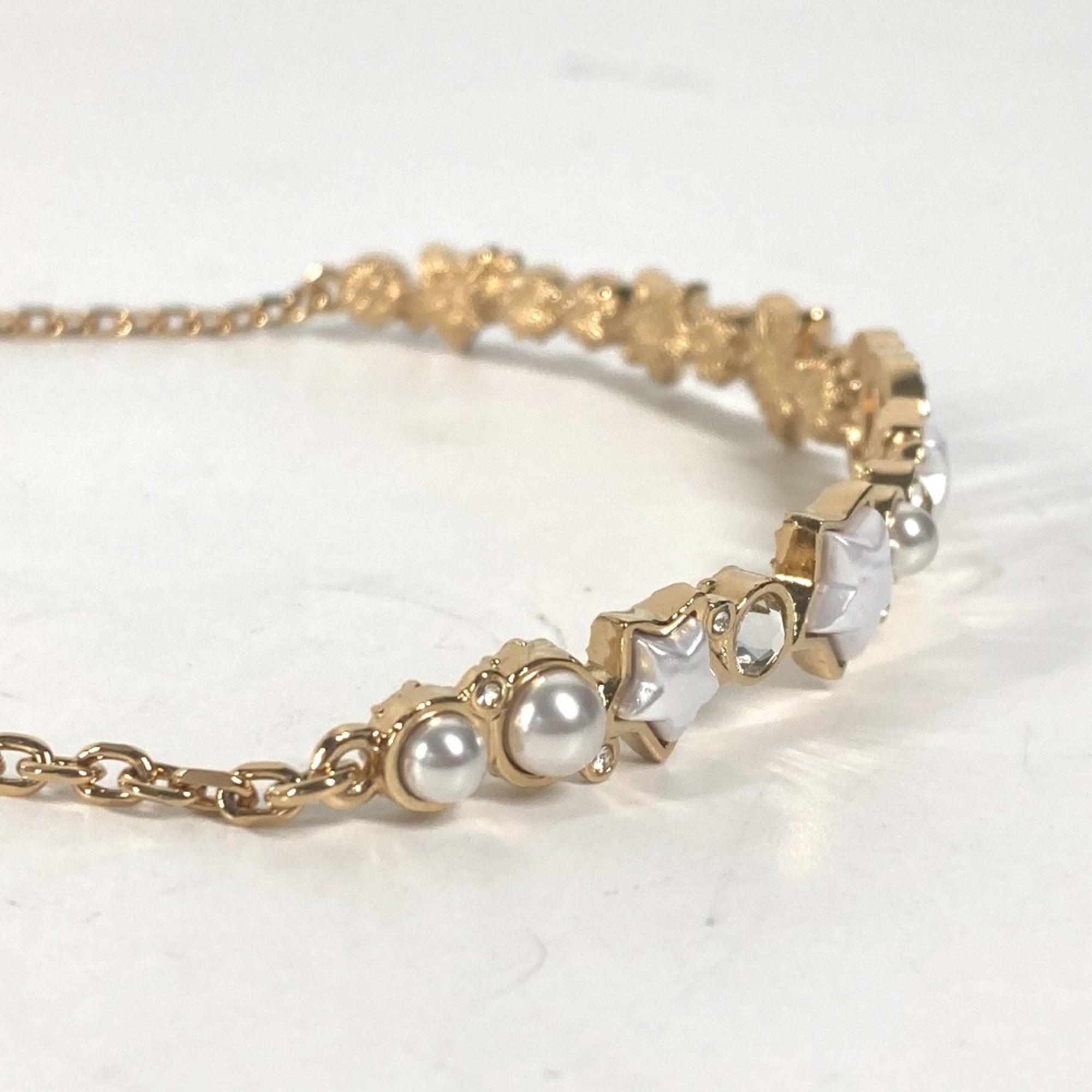 CHANEL B24C CC Coco Mark Star Chain Choker Rhinestone Necklace Metal Women's Gold G-240925-27 — New - Store Return
