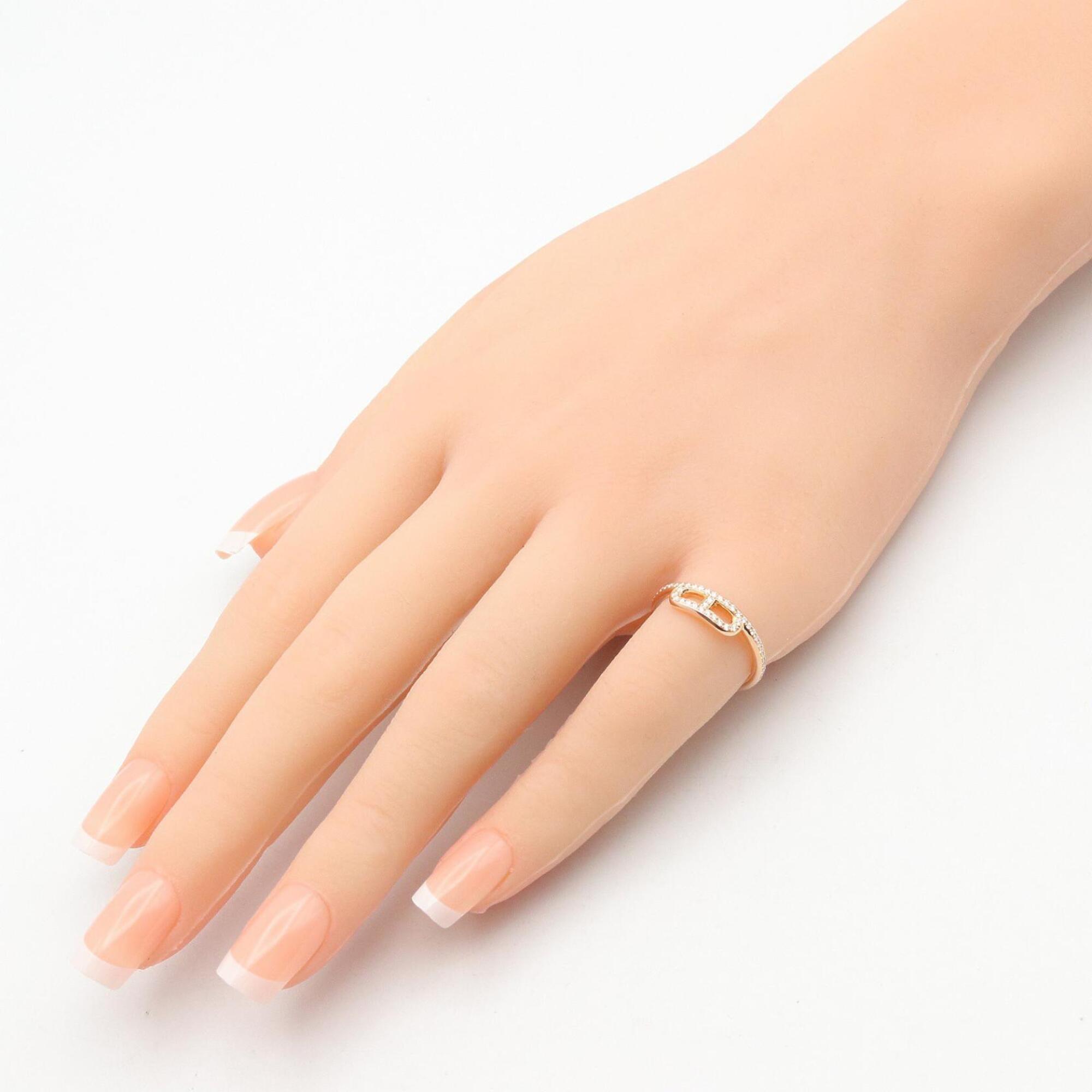 Hermes Link d'Hermès Diamond Ring, 18K Pink Gold (PG), Clear/Gold Tone, Women's H121673B — Like New
