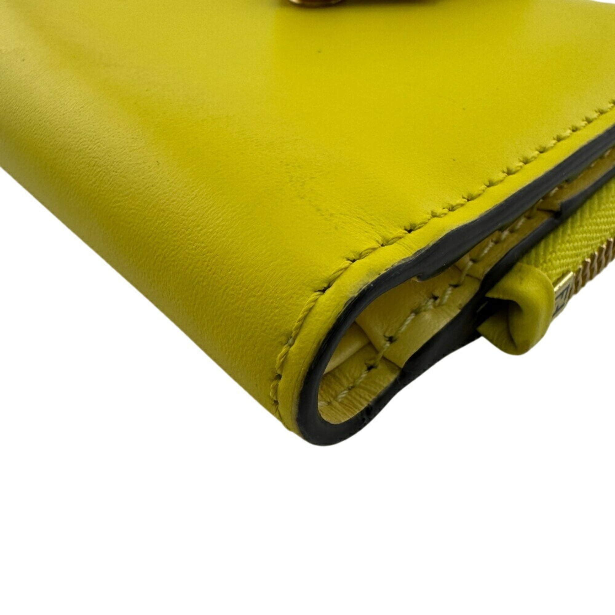 FENDI 8M0490 FF Diamond Bifold Wallet Yellow Women's