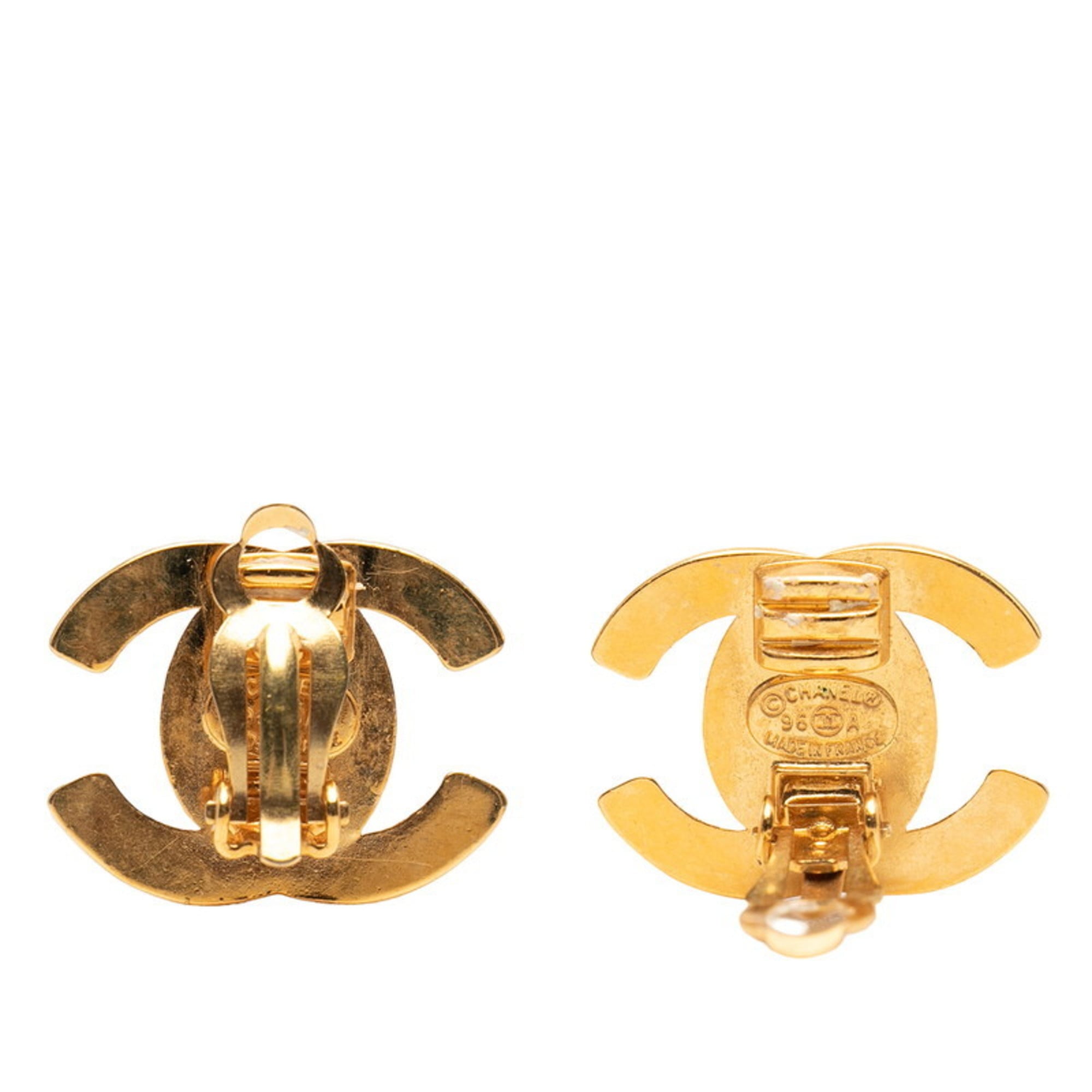 Vintage Chanel Coco Mark Turnlock Earrings, Gold Plated, Women's, CHANEL