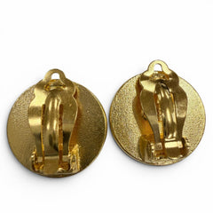 CHANEL Vintage Camellia Round Earrings 97P Gold Made in France Women's Accessories — Like New