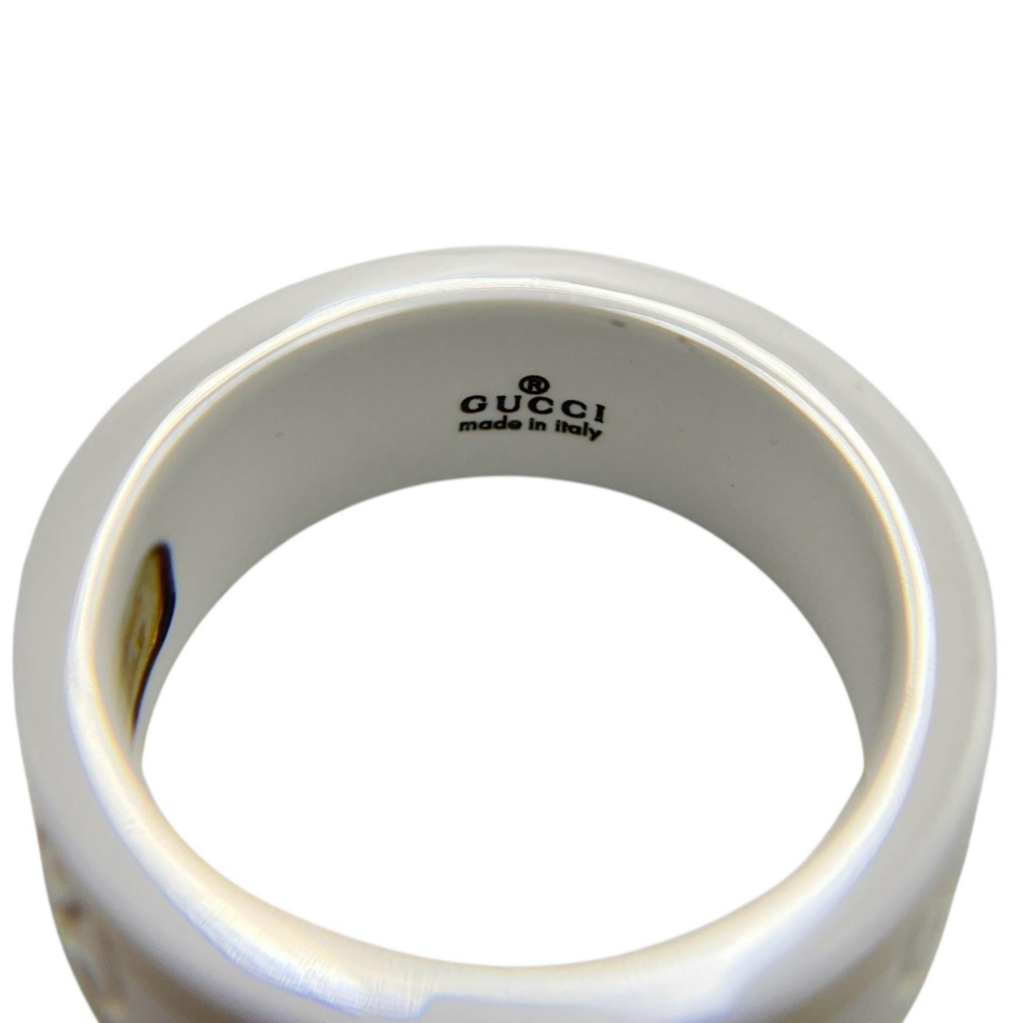 Gucci GG Icon Ring in 18K Yellow Gold with White Zirconia, White, for Men