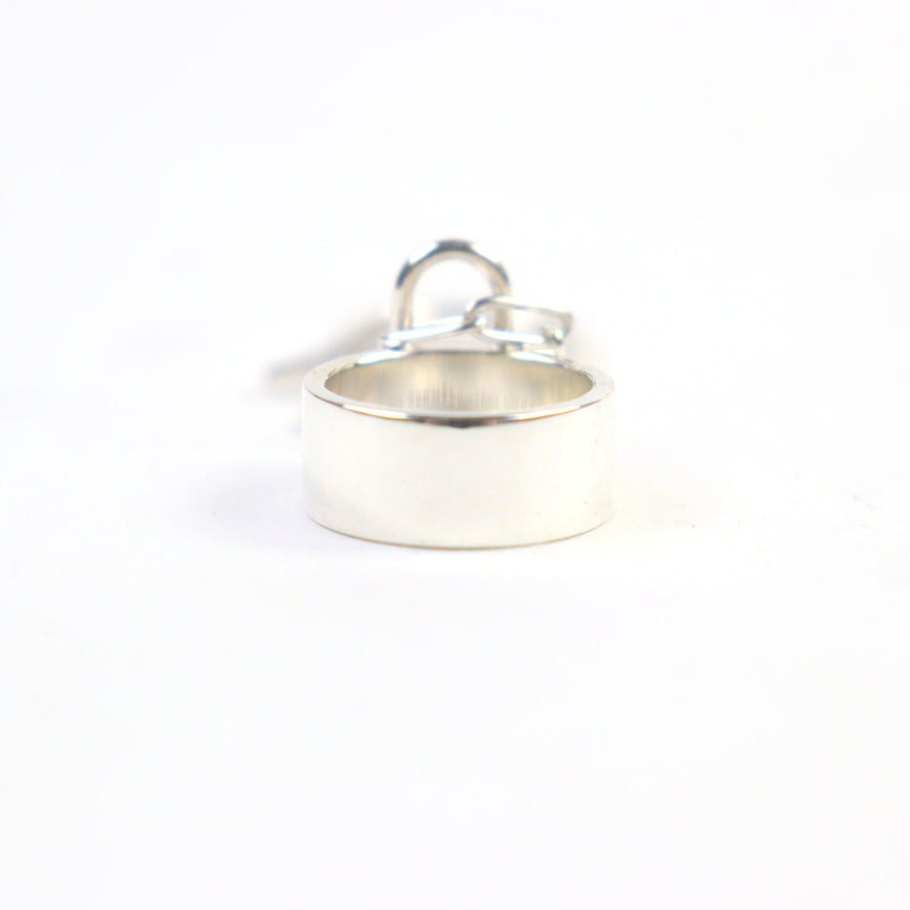 HERMES Alpha Kelly AG925 Clochette Cadena Double Ring - Silver Accessory, Size 49 (Japanese Equivalent), Made in France, Weight 11.37g, Women's — Like New
