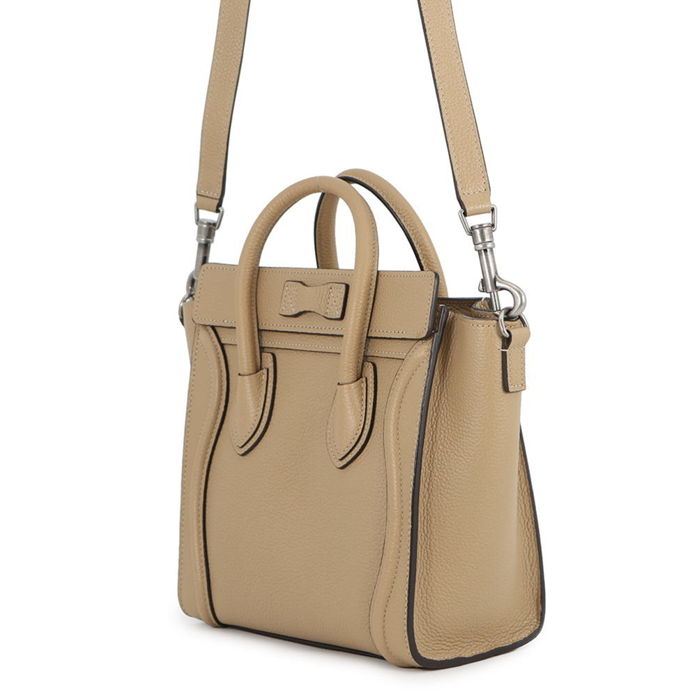 Celine handbag, Luggage Nano Shopper, leather, 189243, CELINE 2-way, beige — Like New