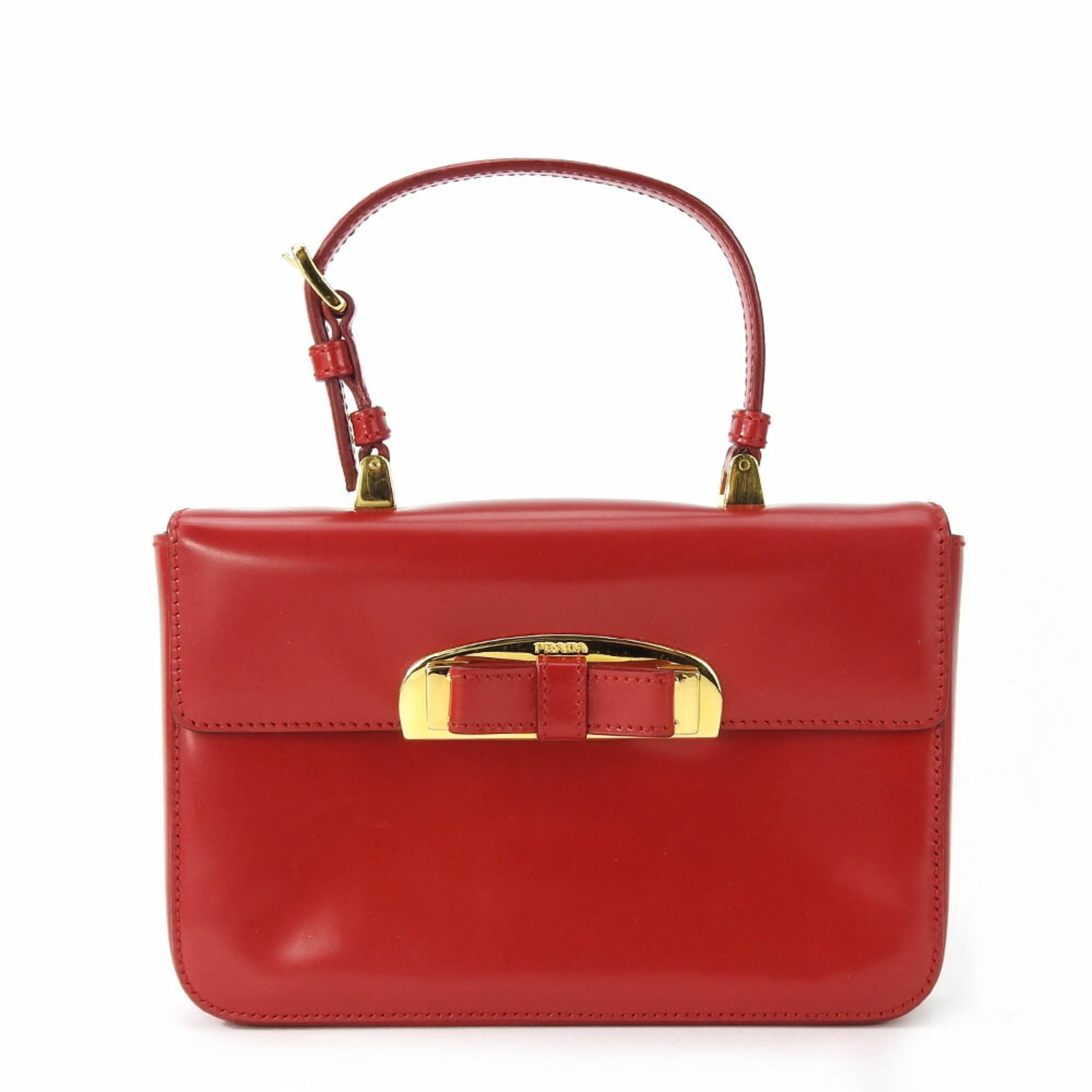 Prada Handbag BN1670 Calfskin ROSSO Red Bag Ribbon Women's PRADA
