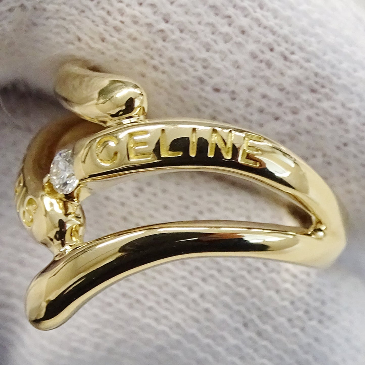 Celine women's ring, 750YG yellow gold with diamonds, D0.07, polished.