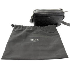 CELINE 117003FS3 Horizontal Messenger Leather Triomphe Medium Shoulder Bag Black Made in Italy Men's with Dust — Like New