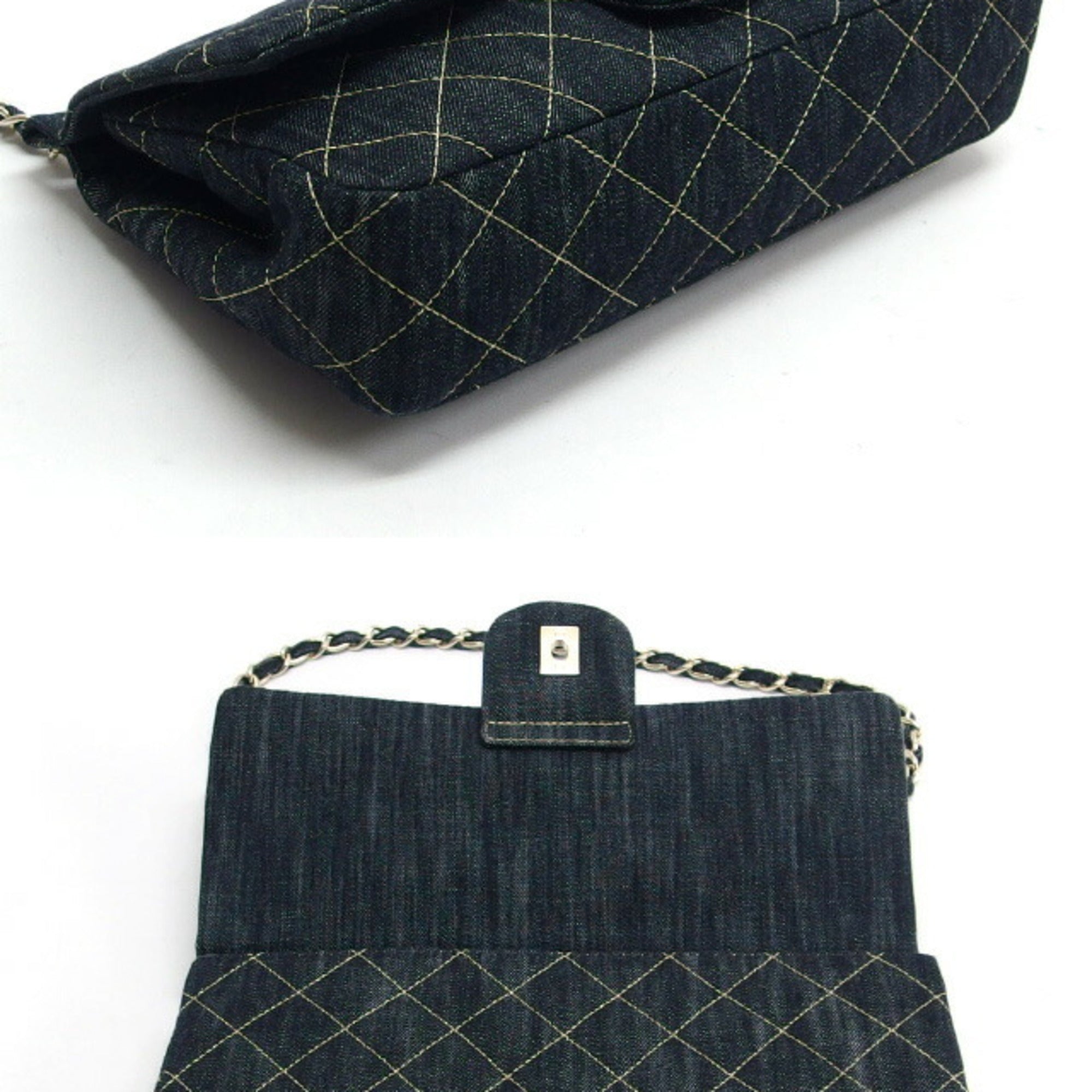 Chanel Matelasse Sparkling Denim Chain Shoulder Bag Indigo Unused — New - Store Return