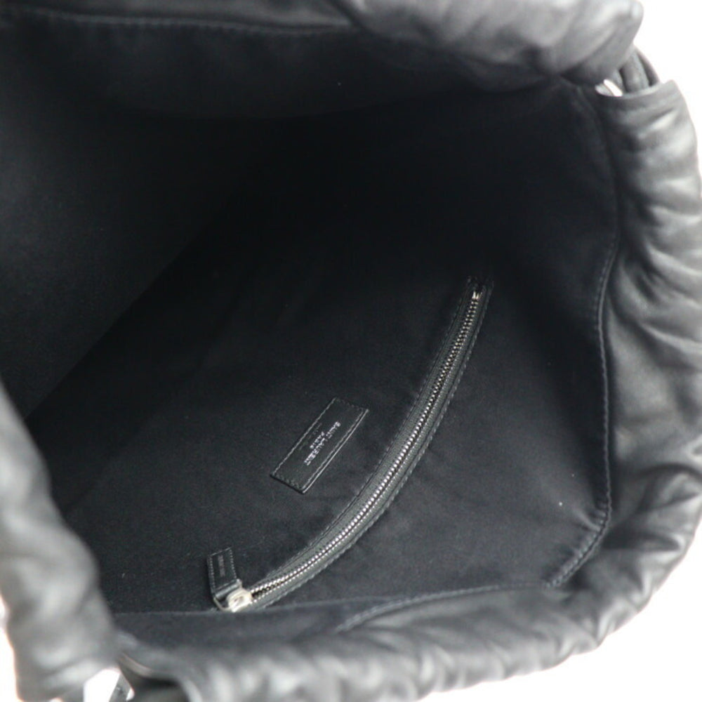 Yves Saint Laurent SAINT LAURENT PARIS Saint-Laurent Paris Backpack Daypack 553919 HPQ4E 1070 Canvas Lambskin Black Drawstring Palm Tree Pattern — Like New