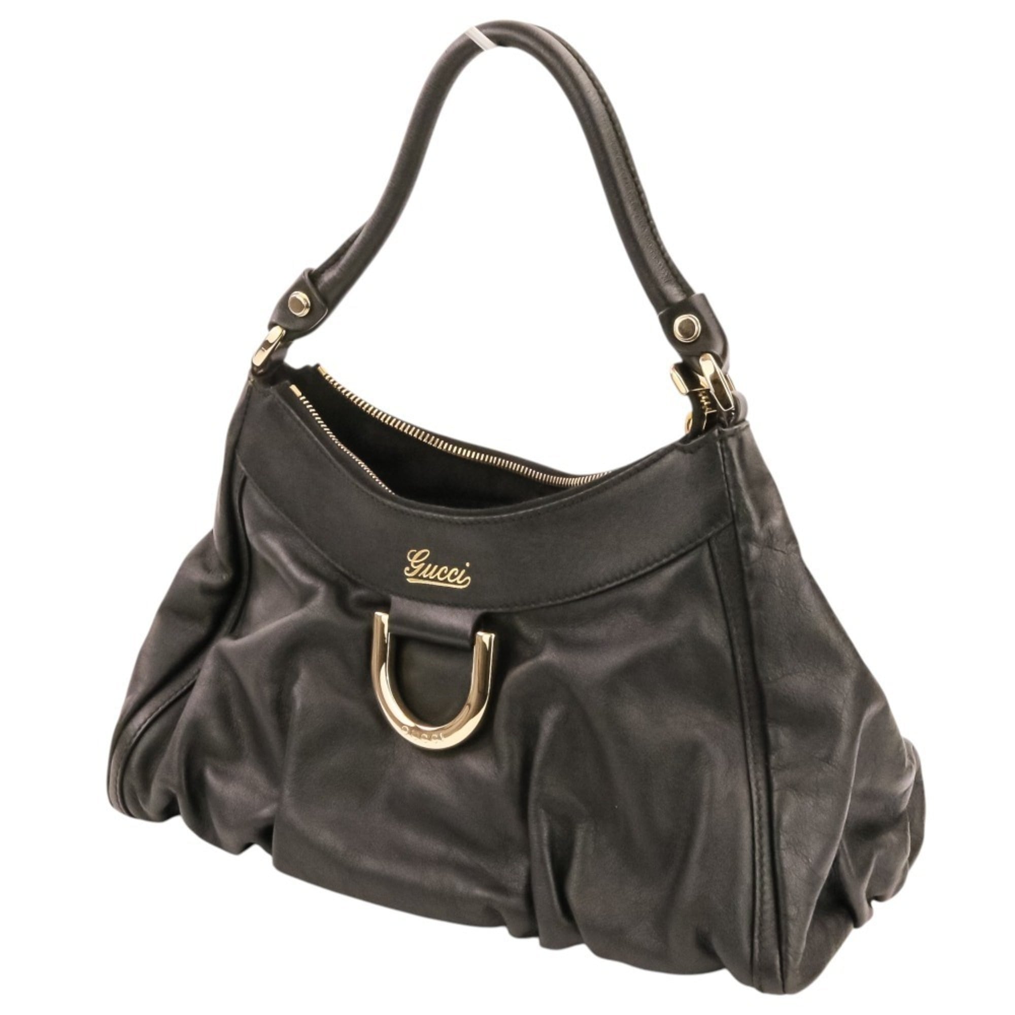 GUCCI Leather One-Shoulder Bag Handbag 190525 493075 Black Women's — Like New