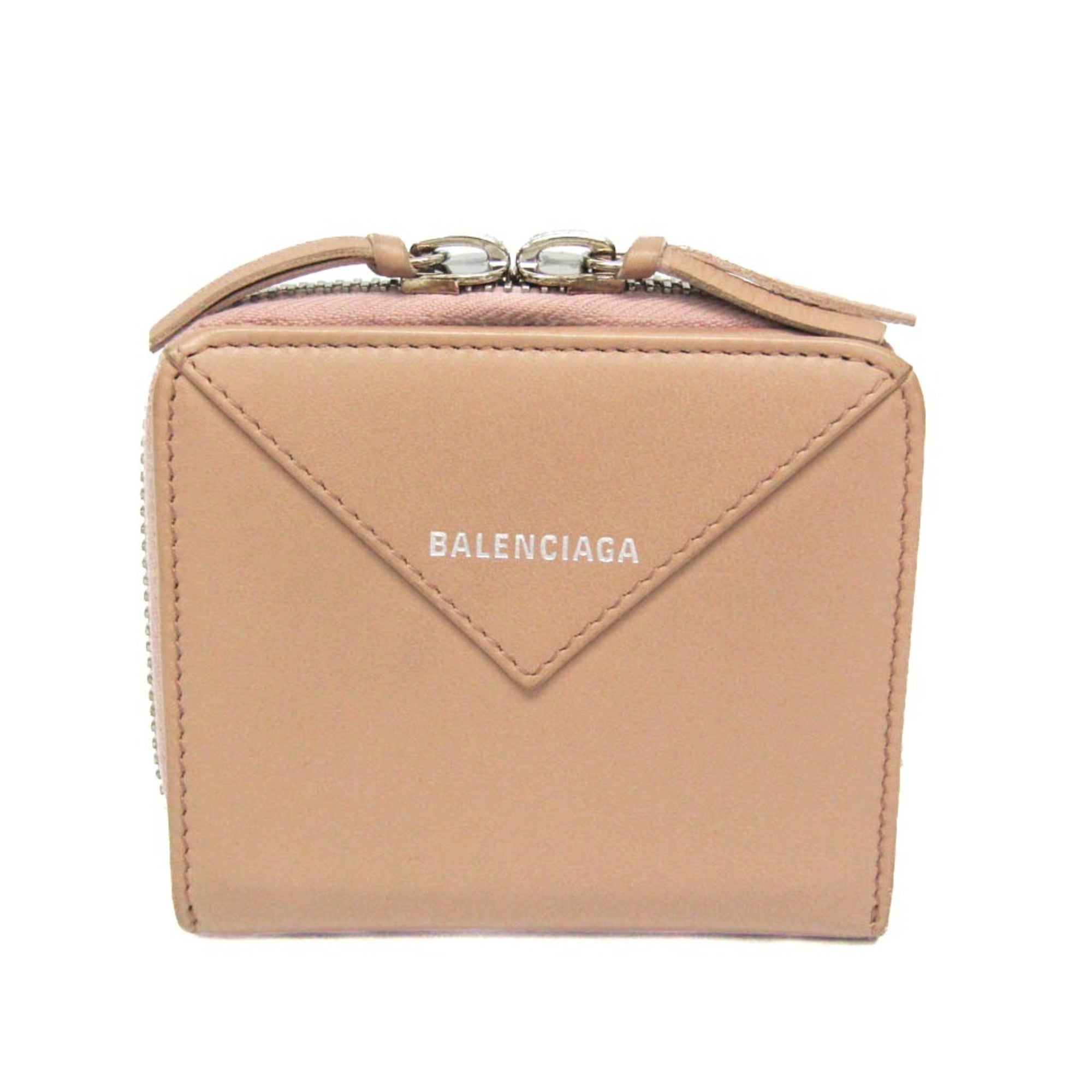Balenciaga PAPIER ZA BILLFOLD 371662 Women's  Calfskin Wallet (bi-fold) Beige