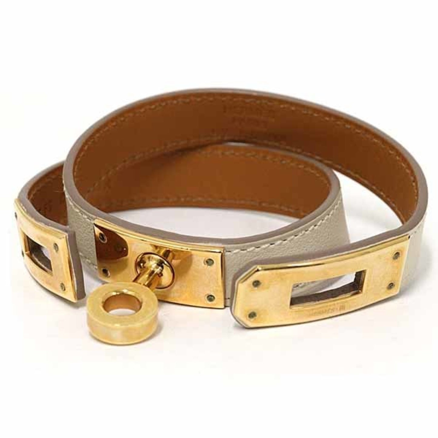 Hermes Hermès Kelly Double Tour Leather Bracelet in Swift with T Stamp (2015)