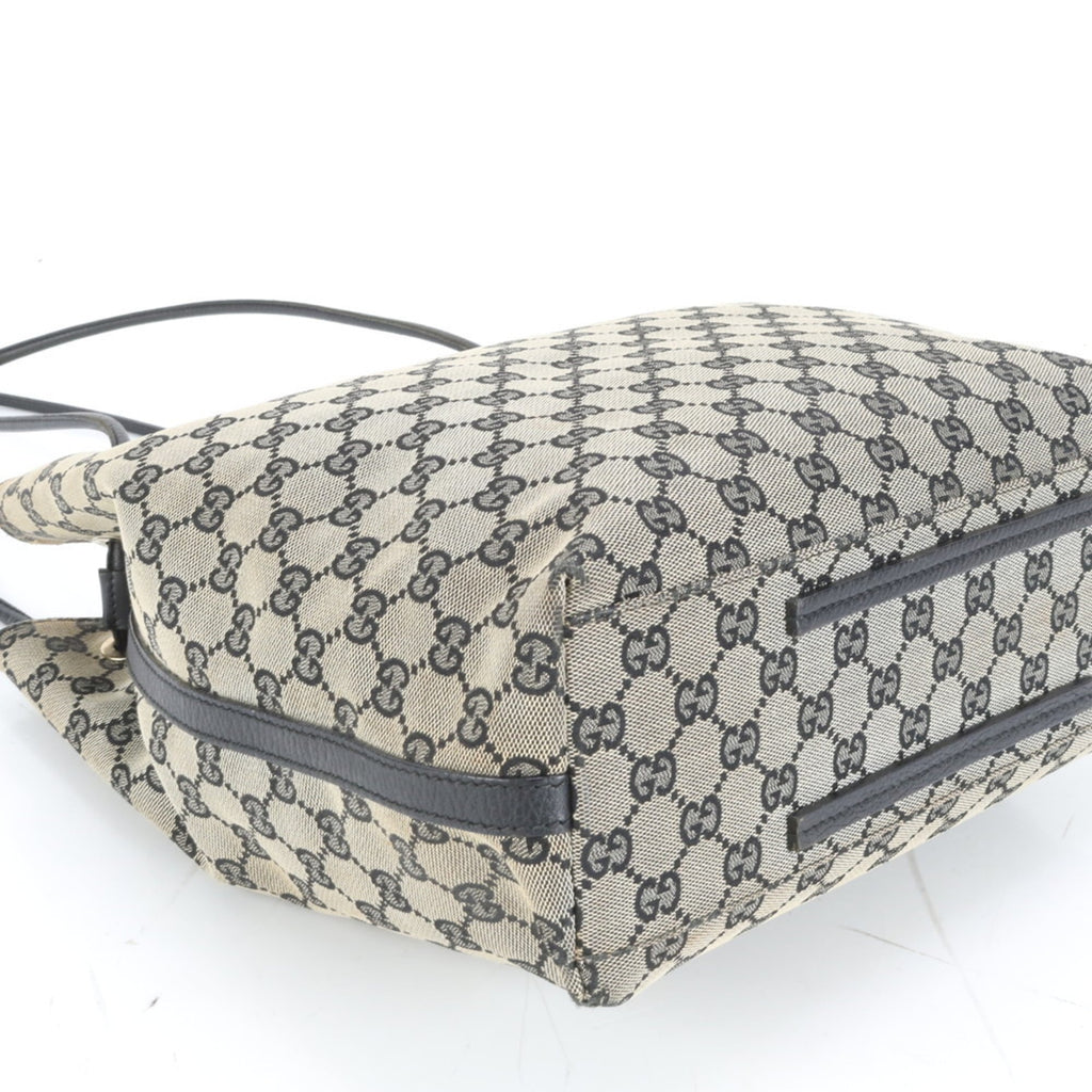 Gucci GG Canvas 257275 Leather Tote Bag Shoulder Handbag Black Women's