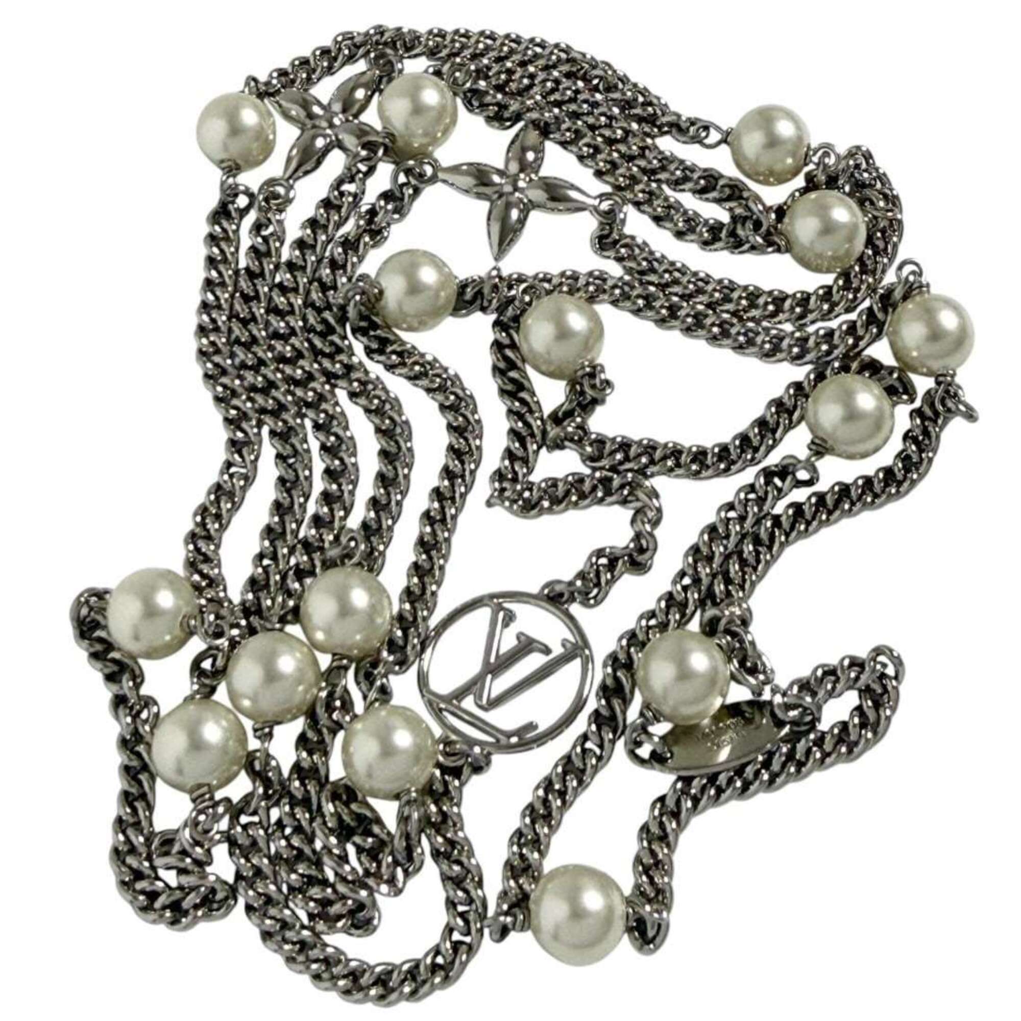 Louis Vuitton Women's Long Necklace, Midnight Pearl, M02908 — Like New