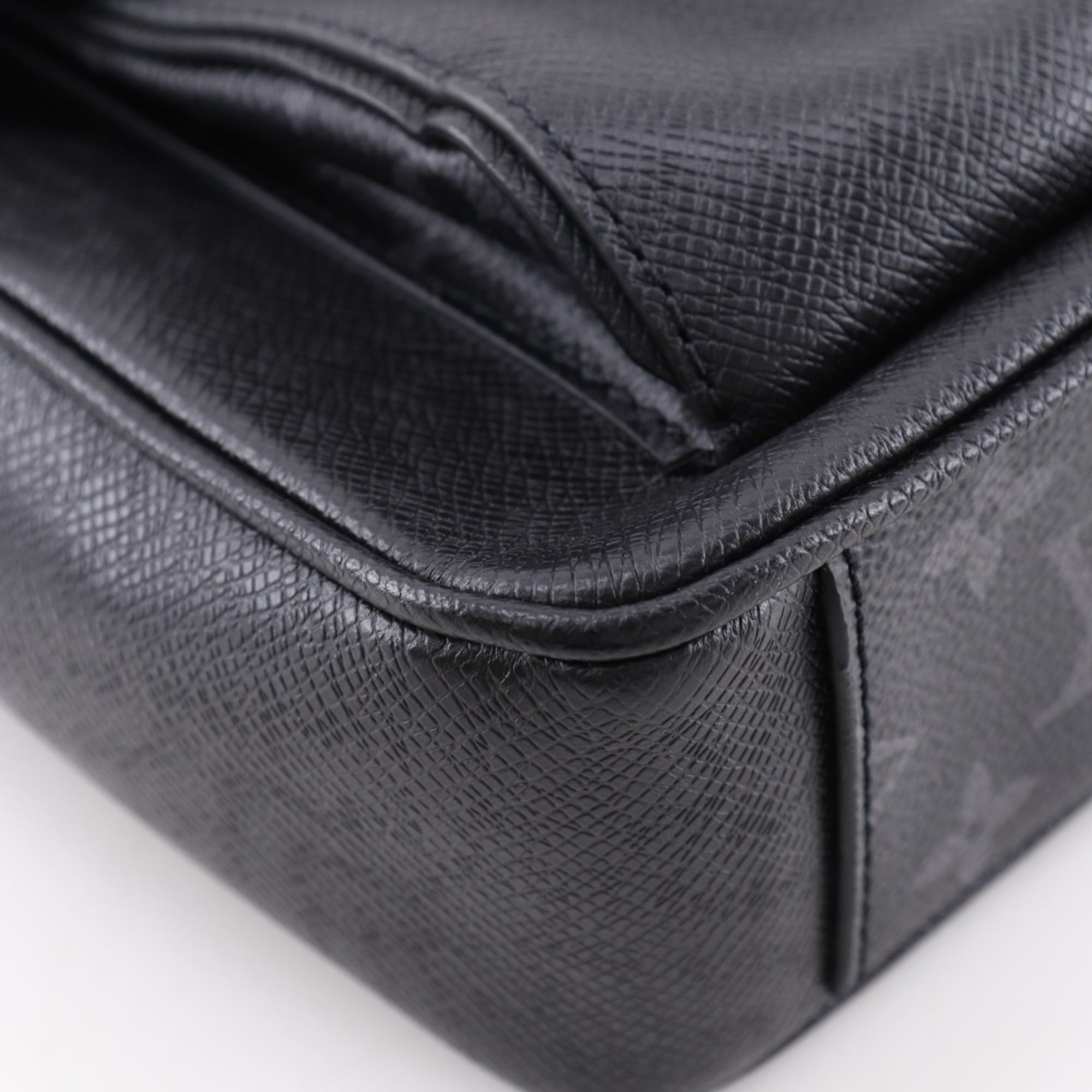 Louis Vuitton Taigalama Shoulder Bag M30746, Taiga x Monogram Eclipse Canvas, Black, A5 Size, Flap, Men's — Like New