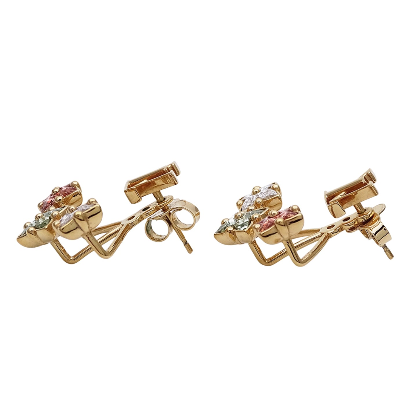 Louis Vuitton LOUIS VUITTON Women's Luluglam Rhinestone Earrings in Gold, Pink, and Green, M00785