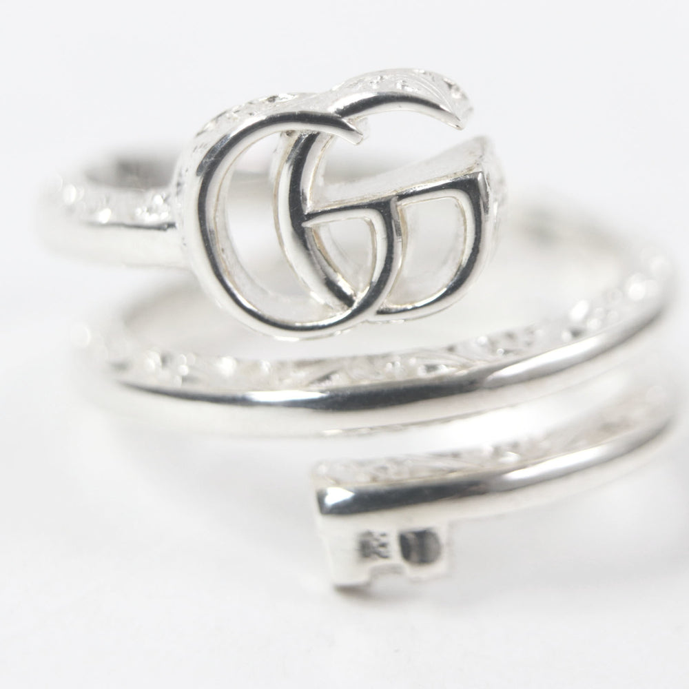GUCCI 770719 Double G Key Motif Ring, AG925 Sterling Silver, 18k Gold, Made in Italy, Weight 8.36g, Men's — Like New