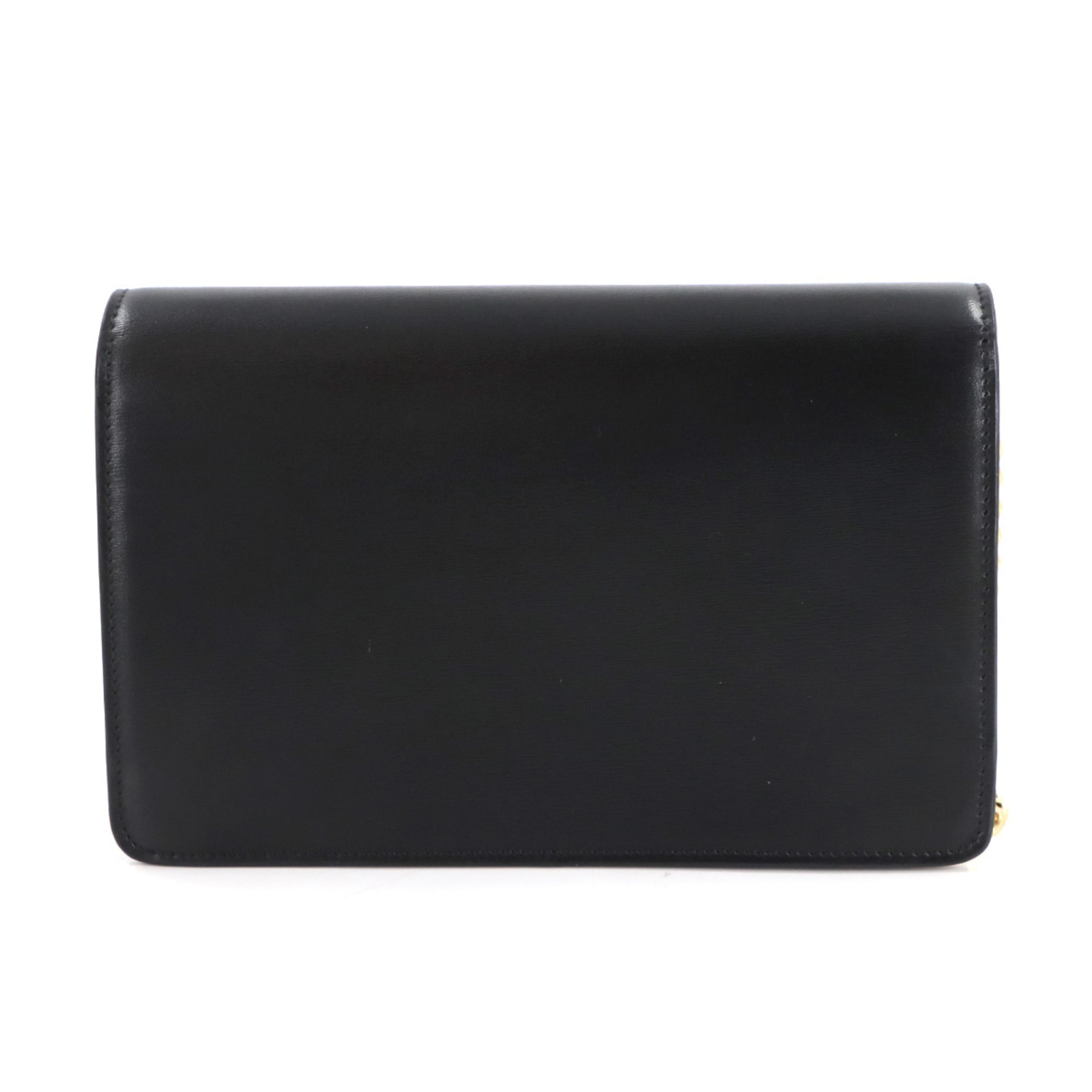 Celine Margo Triomphe Chain Wallet, Black Leather with Gold Hardware, 10L033DPV