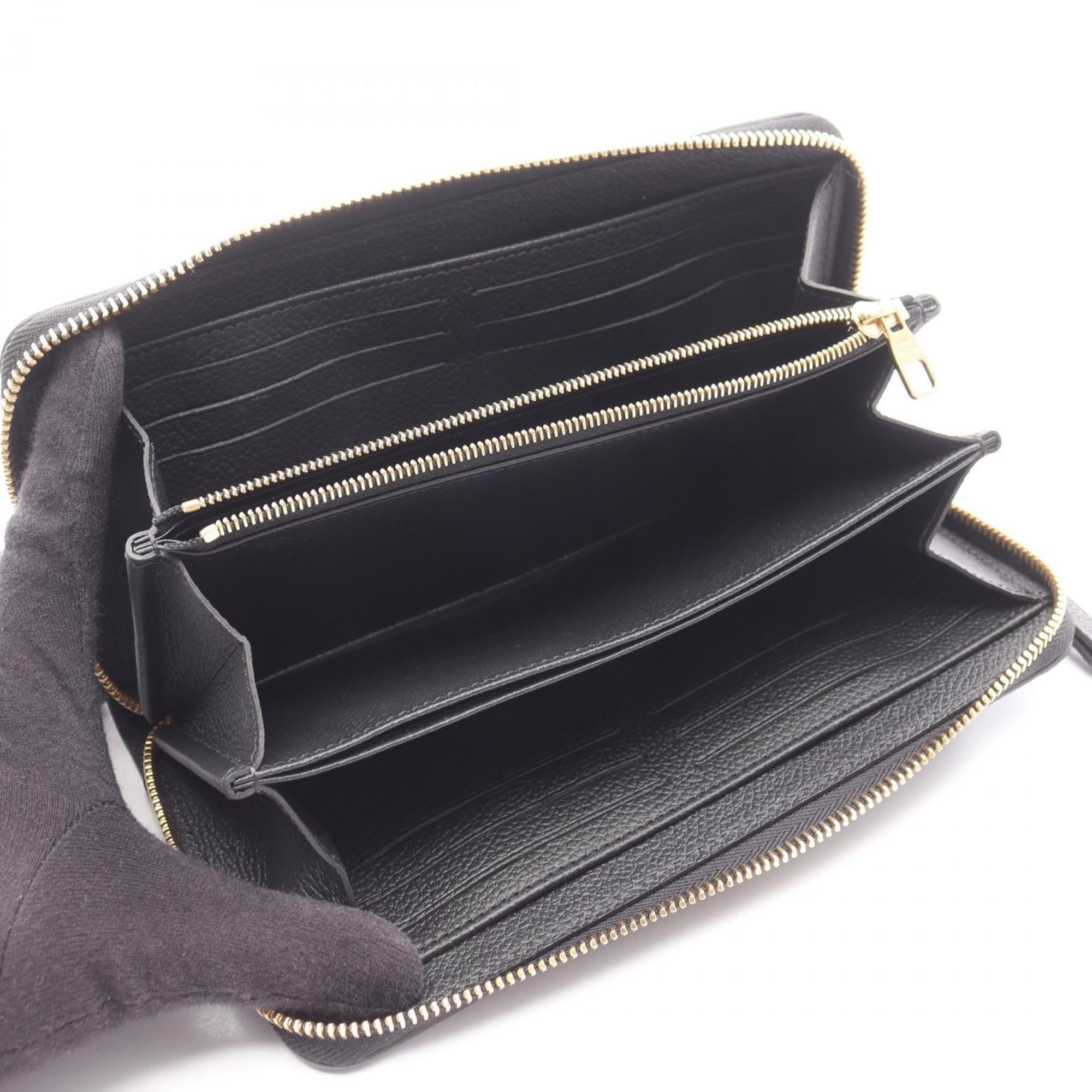 Louis Vuitton Zippy Wallet, Monogram Empreinte Leather, Round Long Women's, Black, M61864