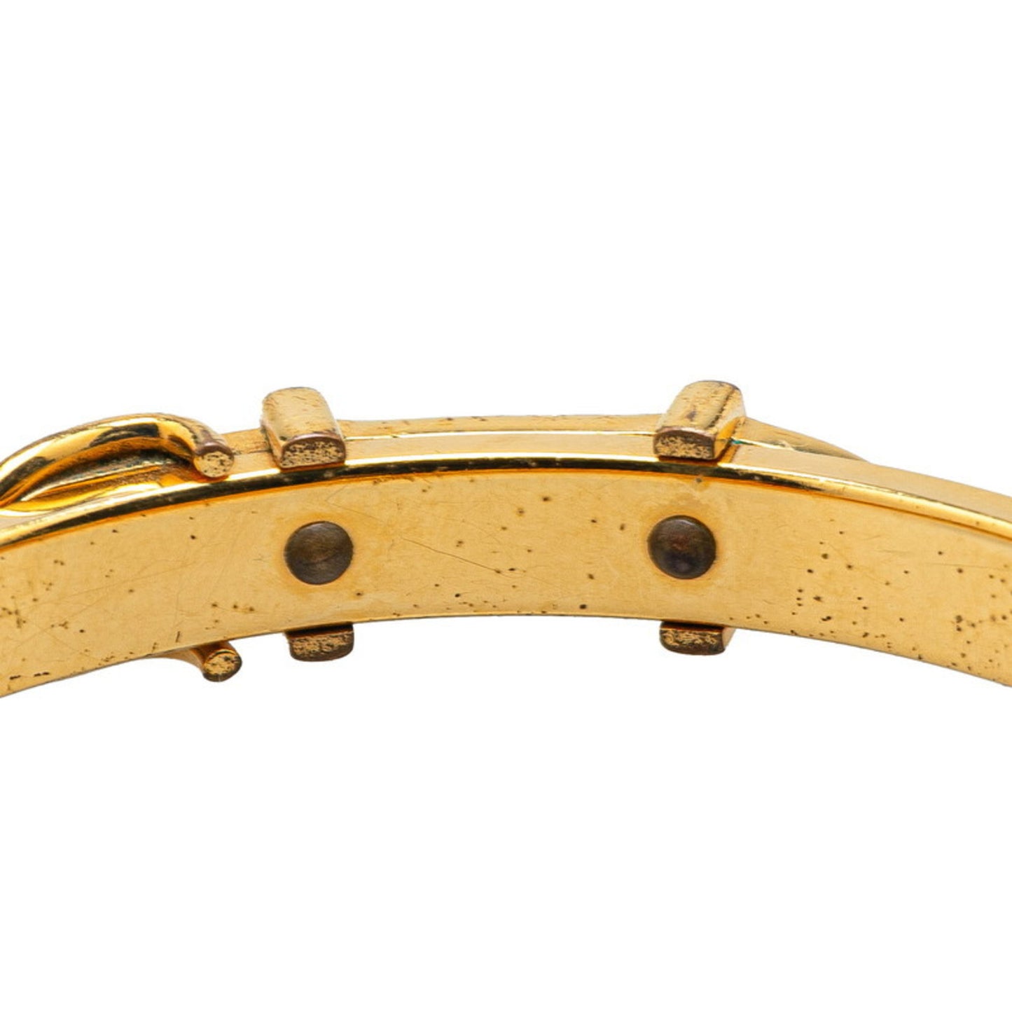 Hermes Belt Motif Bangle Gold Red Plated Women's HERMES