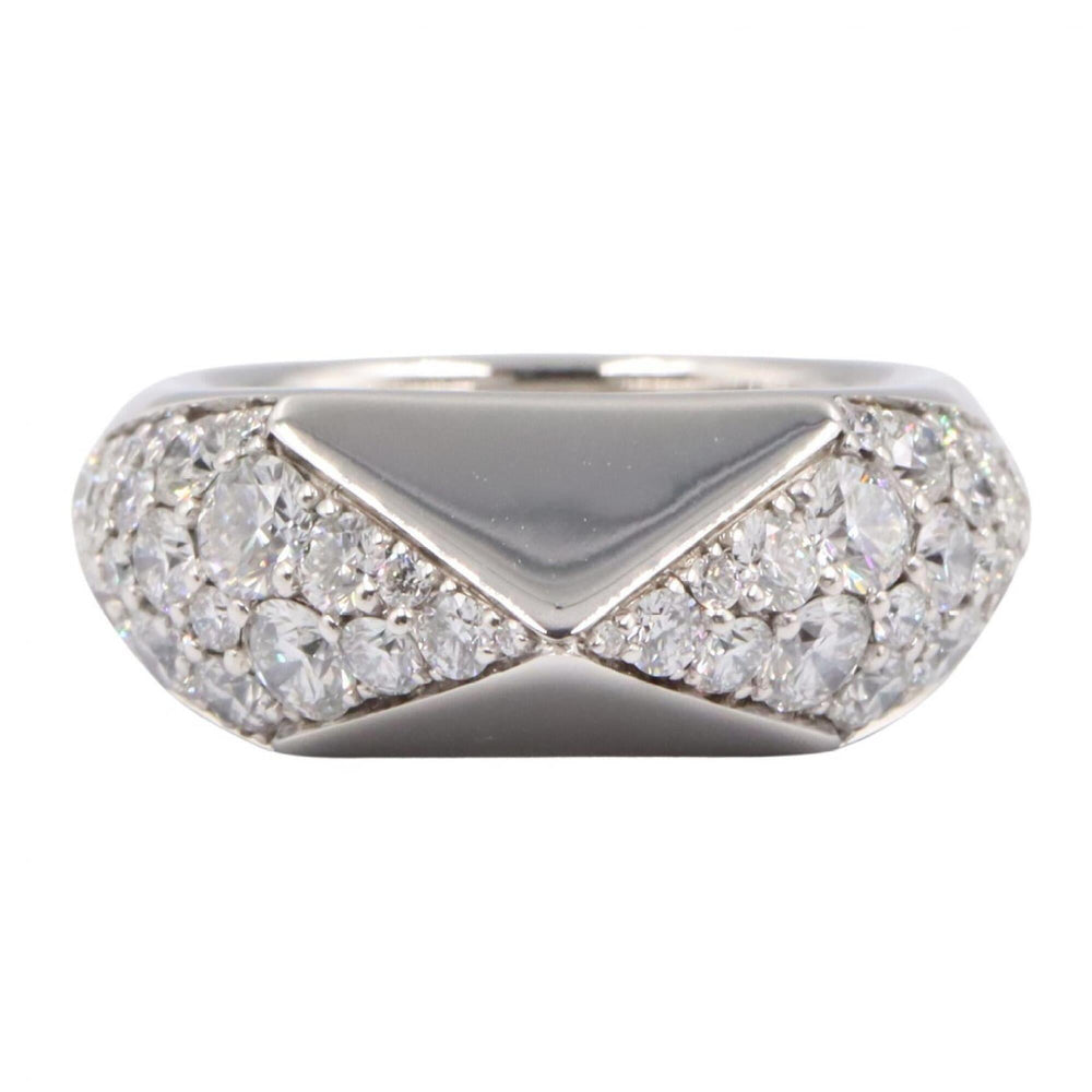 Prada Signet Ring, Diamond 18K White Gold (18KWG), Women's, Silver Tone, Clear 1JA178 — Like New