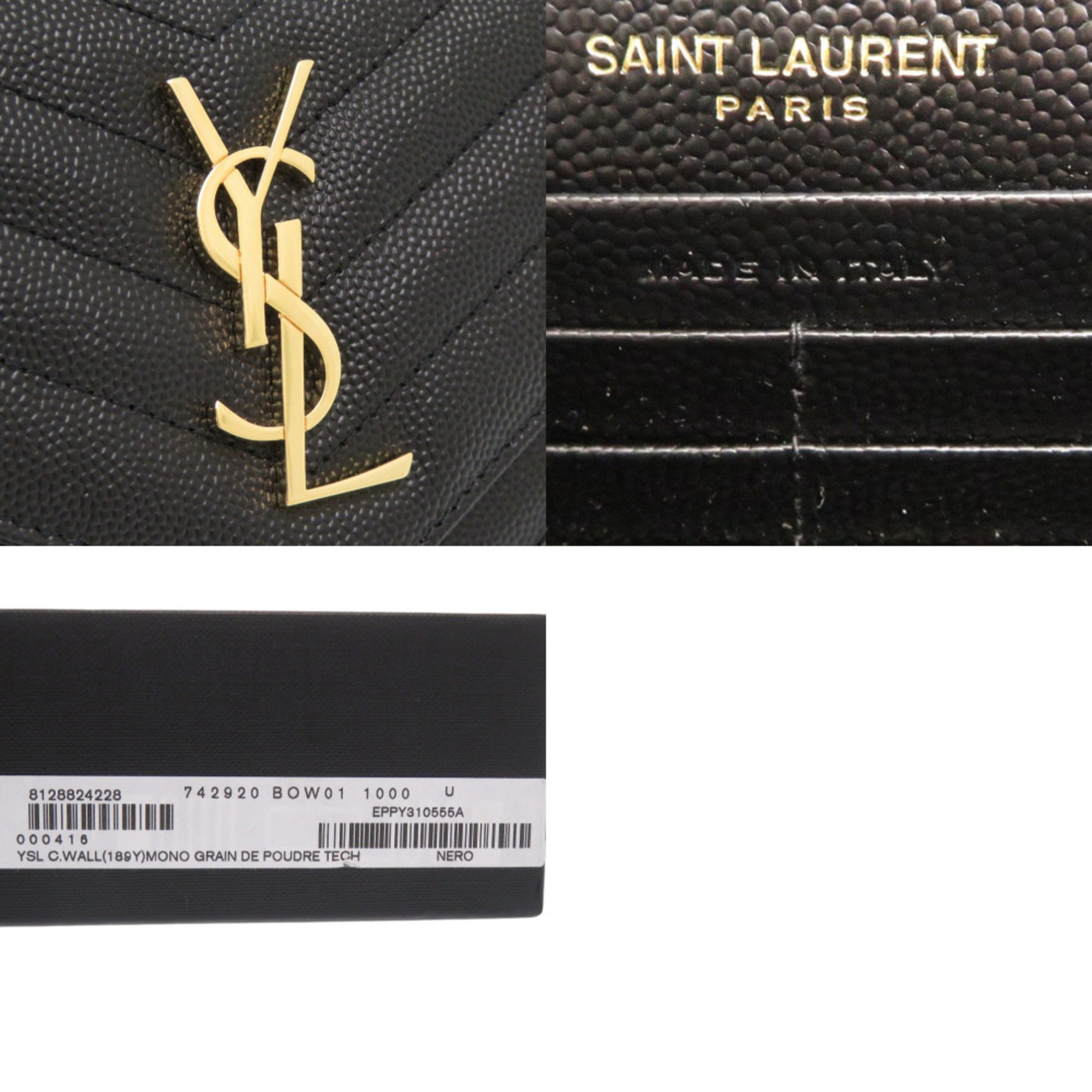 Yves Saint Laurent Like new Saint Laurent Paris Cassandra Envelope Wallet with Chain 742920, black leather chain shoulder bag, 1490 — Like New