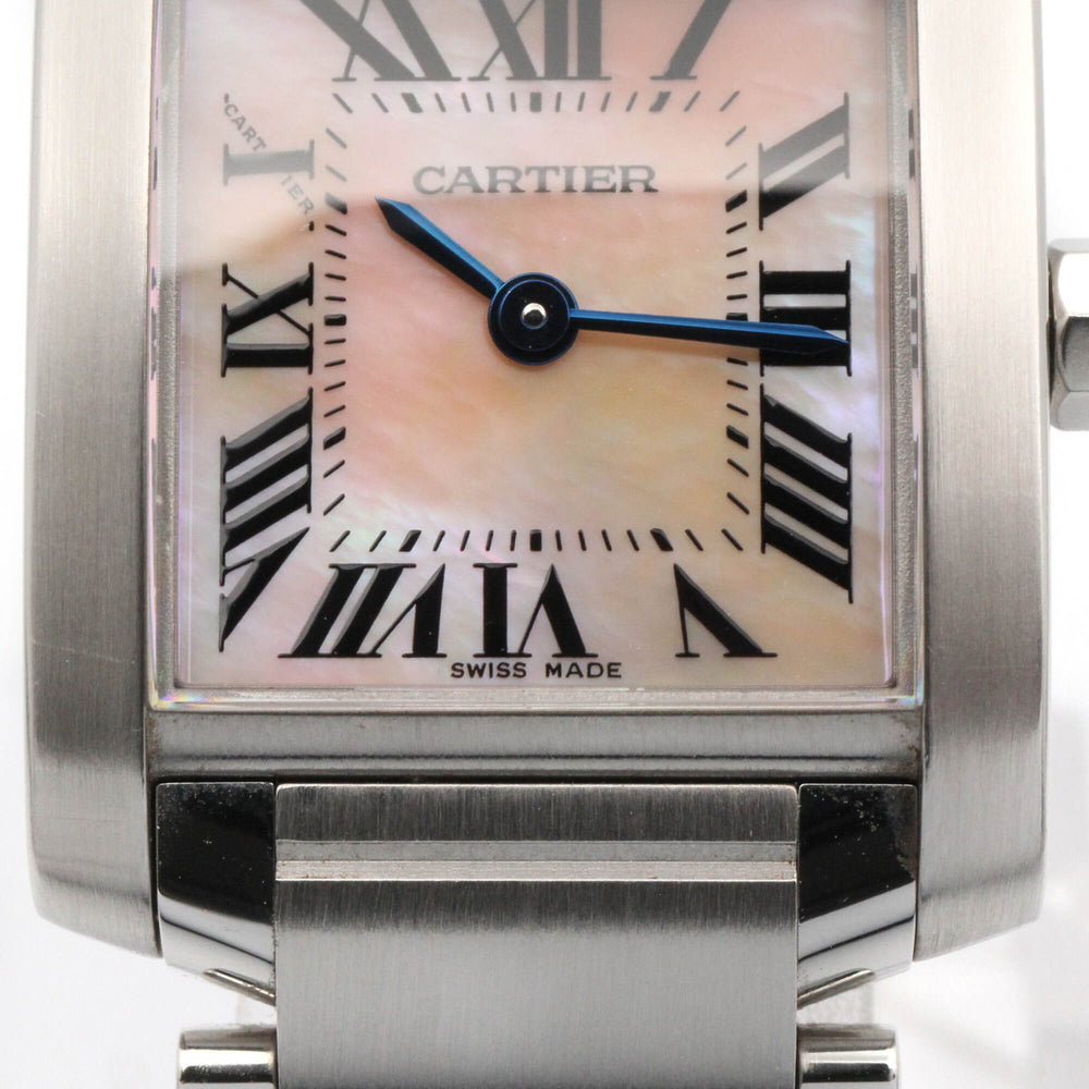 Cartier Tank Française SM Watch, Stainless Steel, Ladies, Pink/Pink Shell, W51028Q3 — Very Good