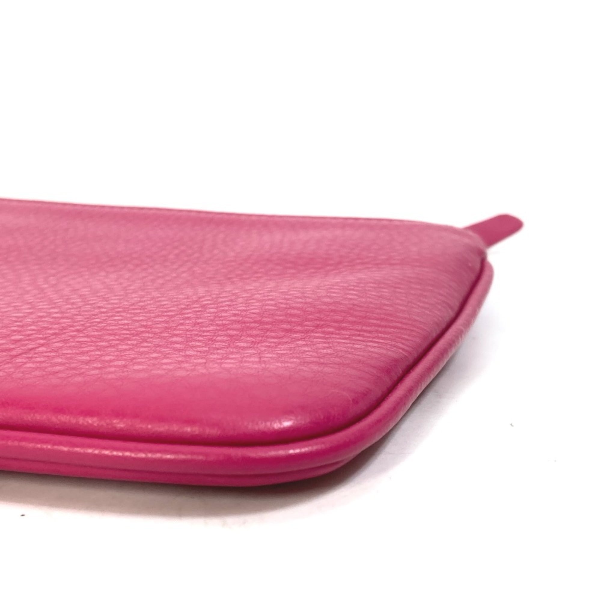 BALENCIAGA 492465 Logo Everyday Pouch M Bag Clutch Leather Women's Pink — Like New