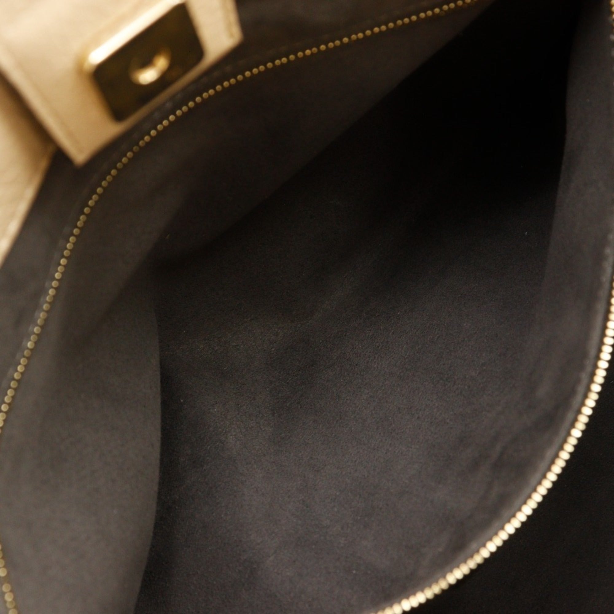 Fendi FF Tote Small Handbag 2-Way Shoulder Bag 8BH367 Calfskin Beige 2-way A5 Magnetic Closure Women's — Like New