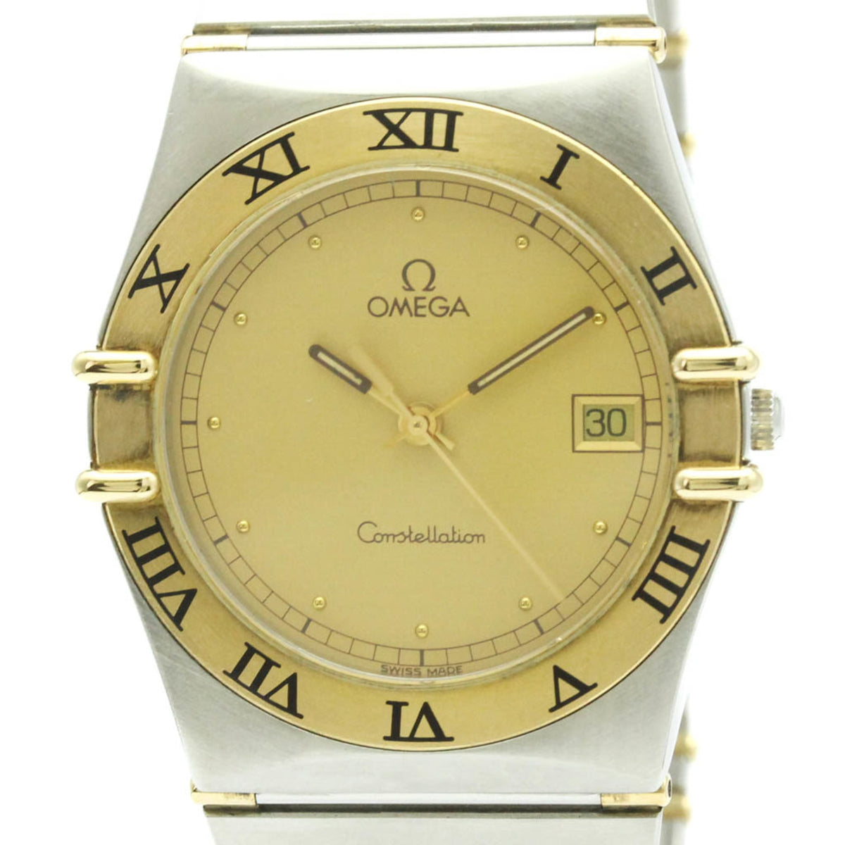 OMEGA Constellation 18K Gold Steel Quartz Mens Watch 396.1080 Polished — Very Good