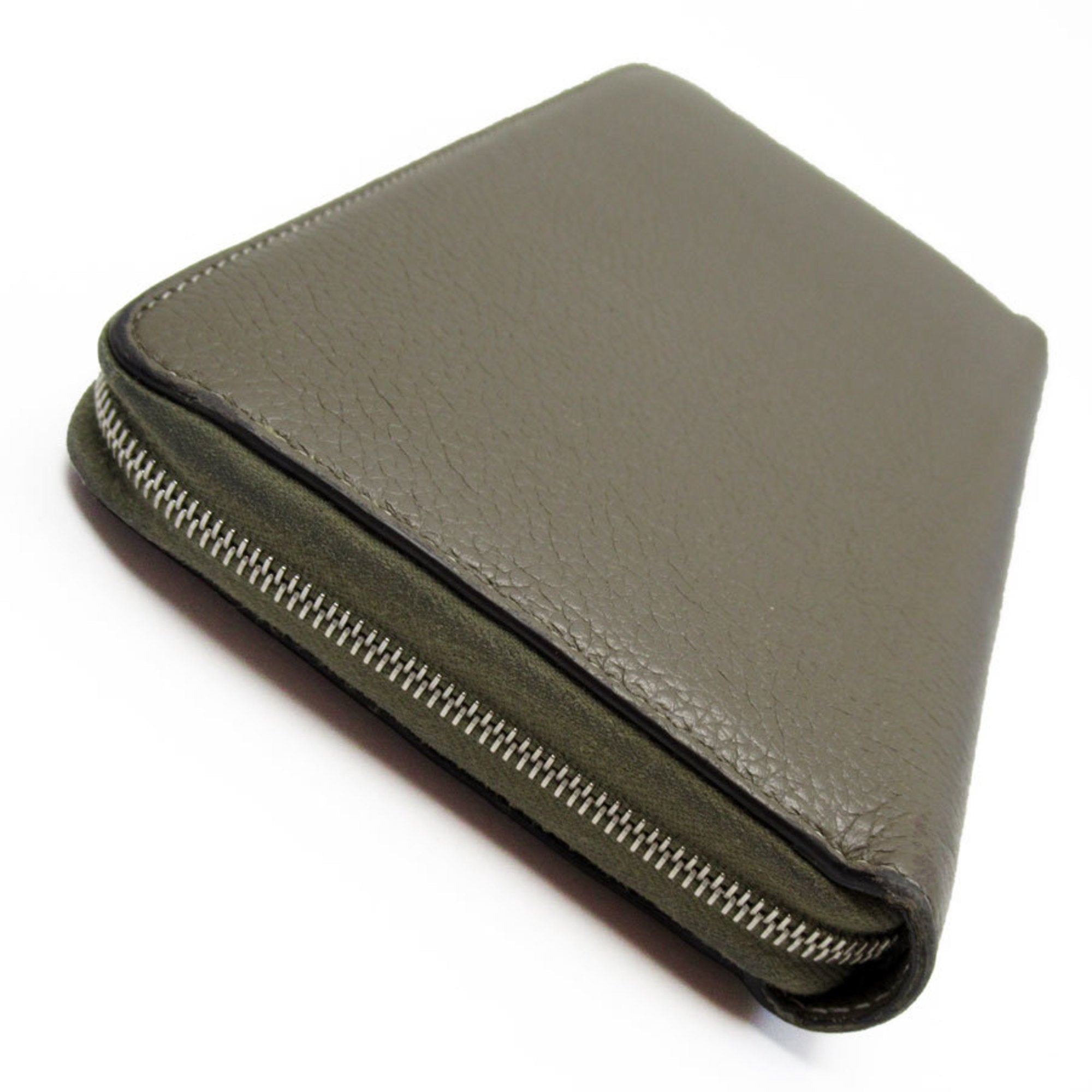 CELINE Round Long Wallet Leather Greige Women's T19375A