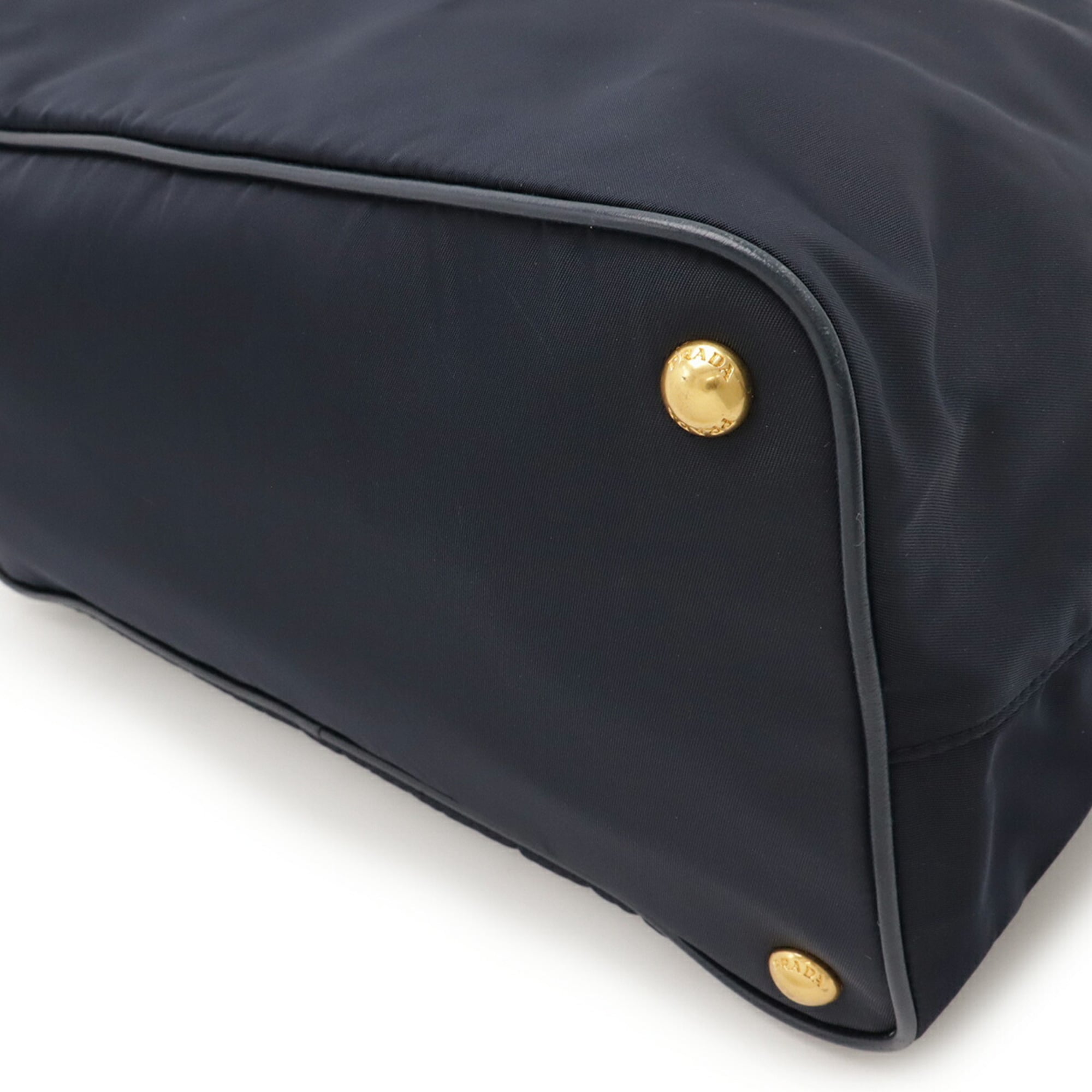 PRADA Prada Tote Bag Shoulder Handbag Nylon Leather Navy Blue 1BC060