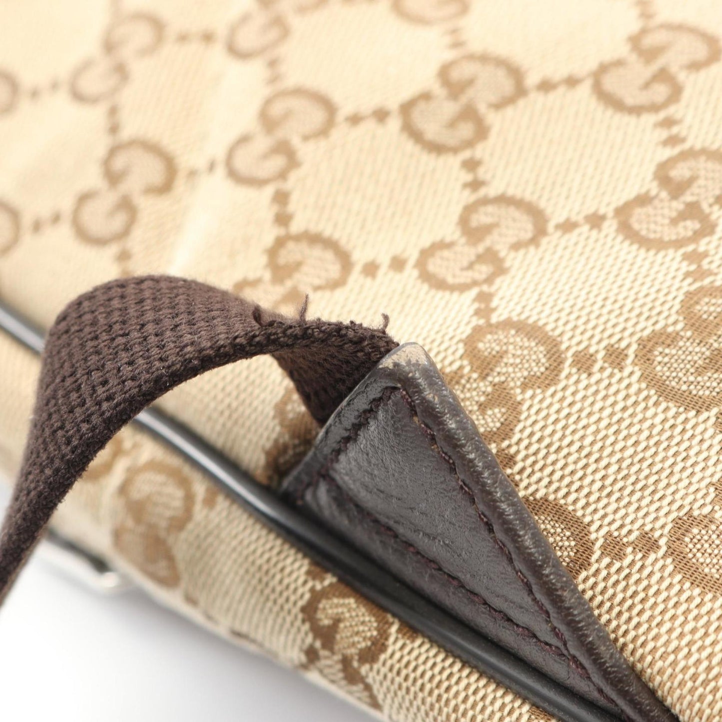 Gucci GG Canvas Backpack, and Leather, Women's, Beige Brown, 449906