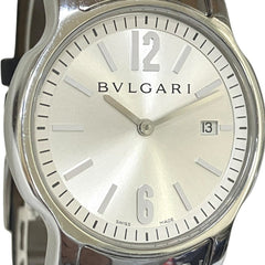 Bulgari BVLGARI Solo Tempo watch, total weight 38.1g, stainless steel, genuine leather strap, quartz movement, silver dial, ST35S — Good