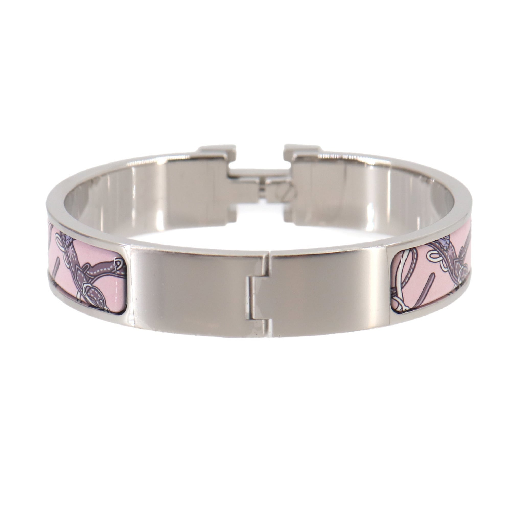 Hermes Clic H PM Honage Brides de Coeur Bangle Pink Silver — New - Store Return