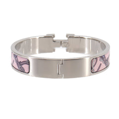 Hermes Clic H PM Honage Brides de Coeur Bangle Pink Silver — New - Store Return