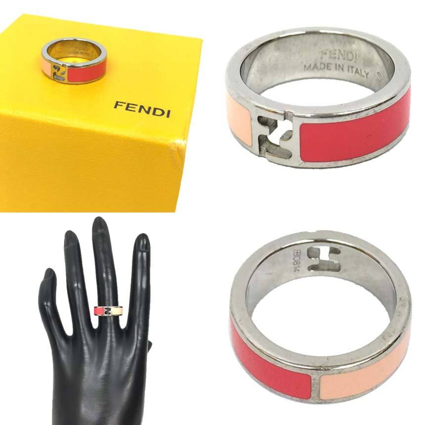 FENDI Ring FF F Is Bicolor S Size 10.5 Silver Pink Women's aq9956