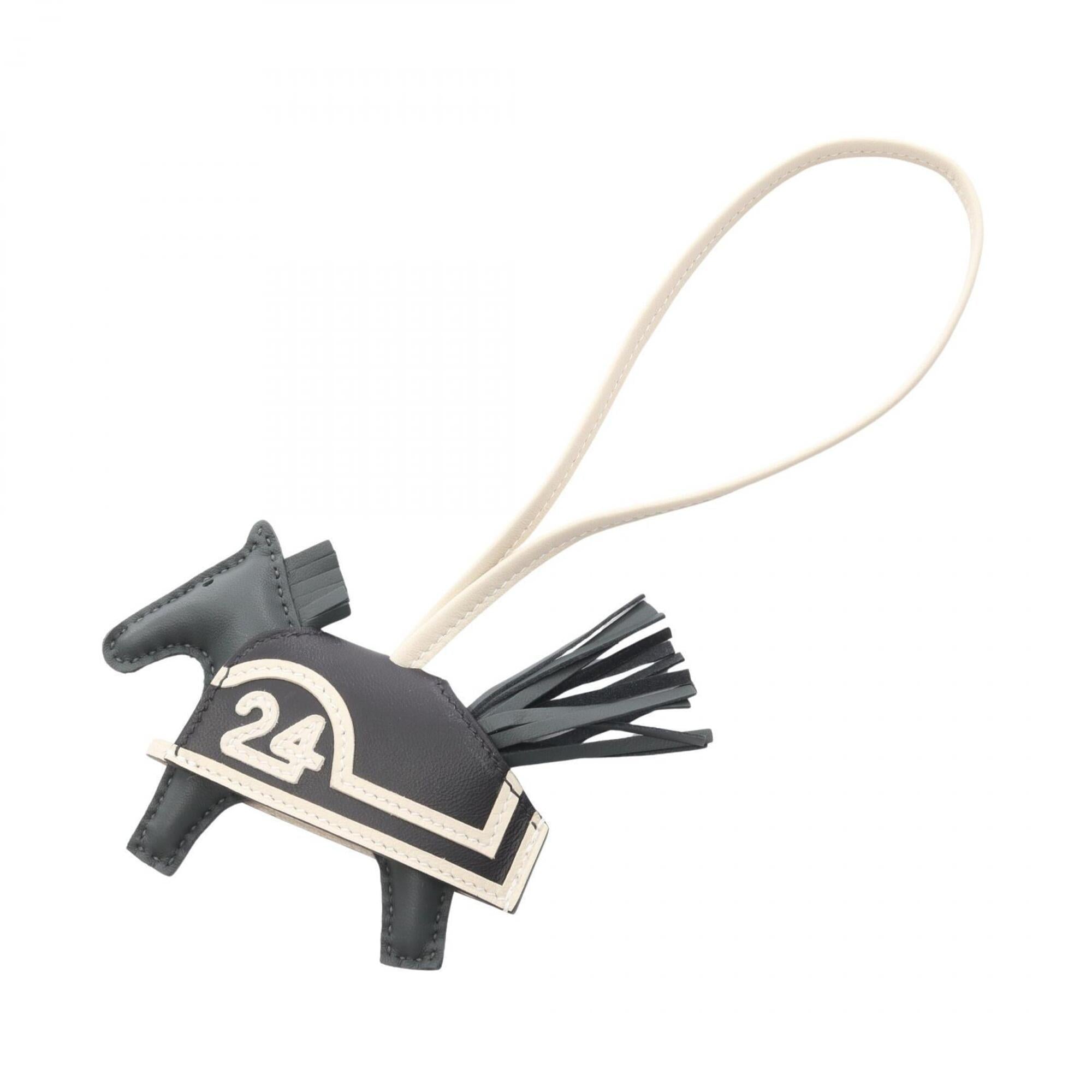 Hermes Rodeo PM Robeo Coeur Charm Accessory Leather Agneau Milo Veau Swift Women's Green Black White Vert Mangrove — New - Store Return