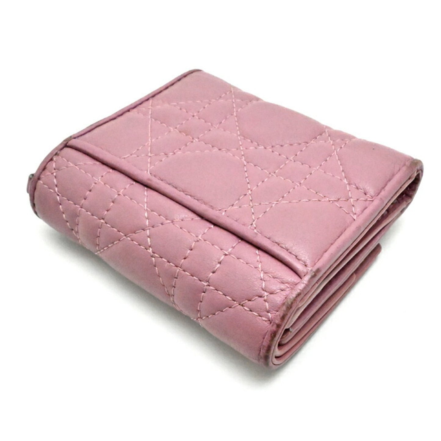 Christian Dior Lotus Wallet Women's Tri-fold S0181 ONMJ Leather Dark Pink