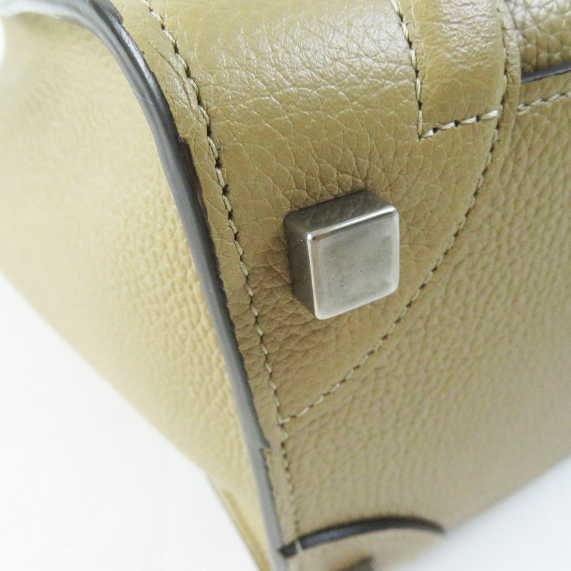 CELINE 18979 Luggage Micro Shopper Dune (Beige) Drummed Calfskin Handbag, Made in Italy, Women's — Like New